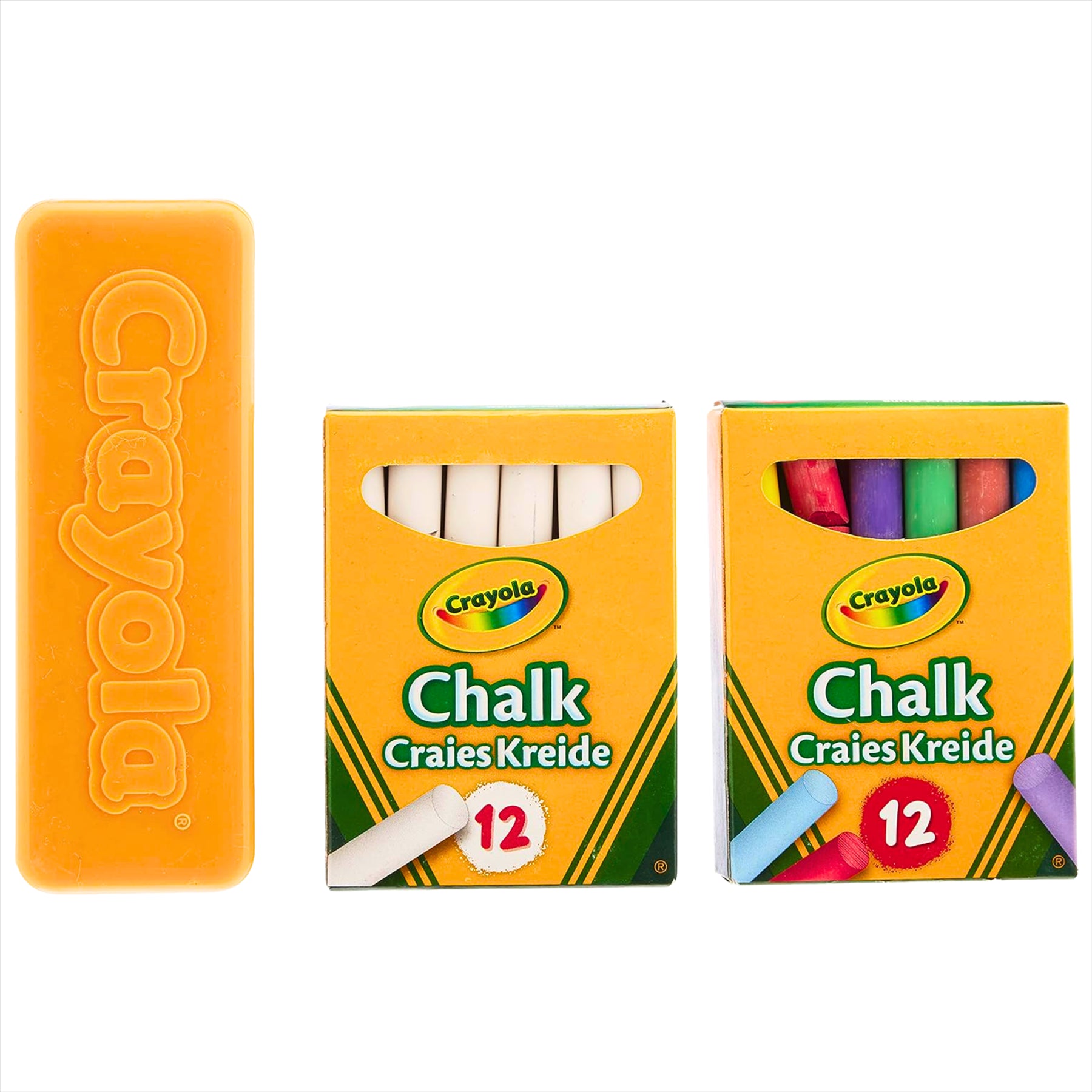Crayola Chalk and Duster Set of 24 Multicoloured Chalk Sticks and Eraser - Toptoys2u