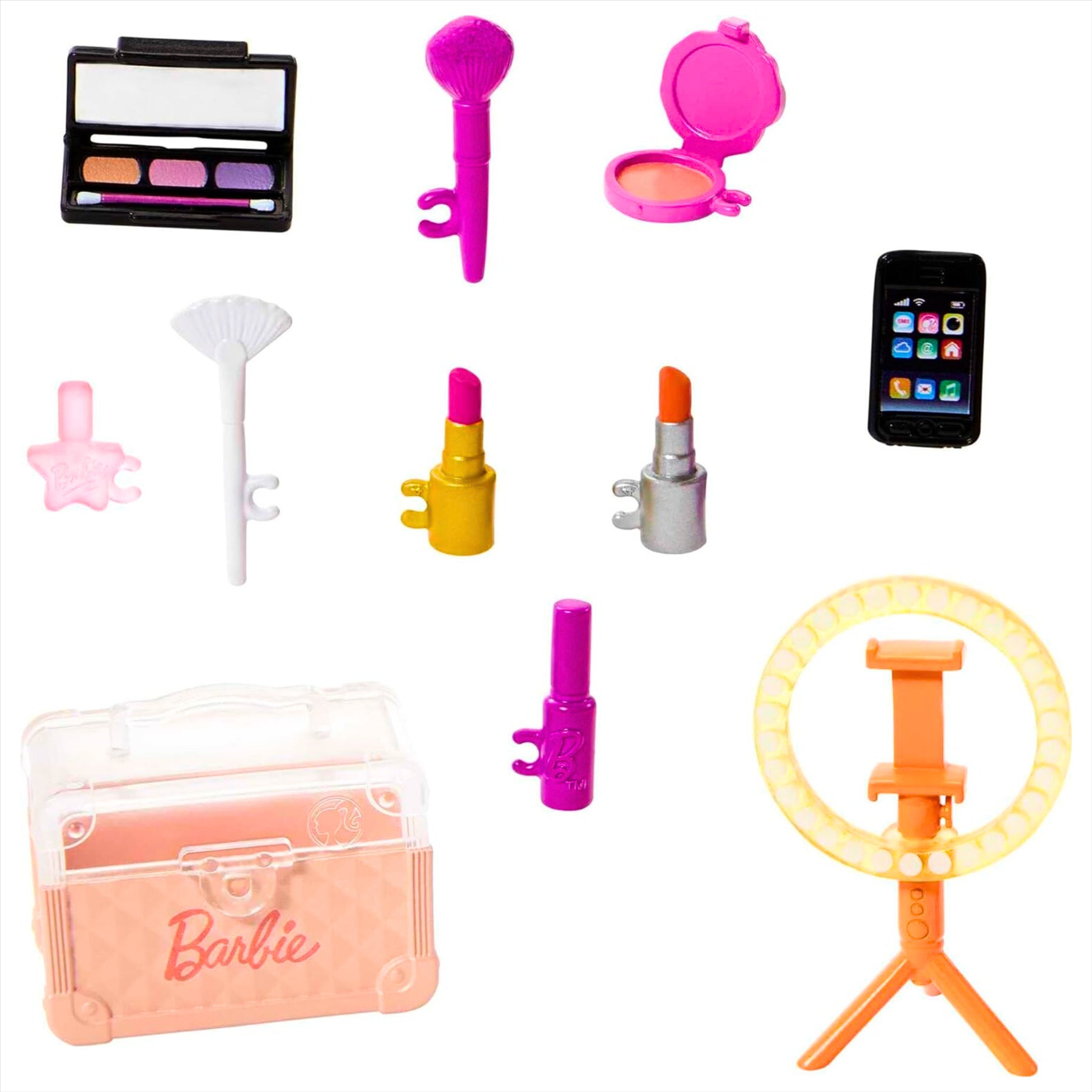 Barbie 27 Piece Doll and House Accessory Set with Cake, Plates, Make-Up, and Phone - Twin Pack