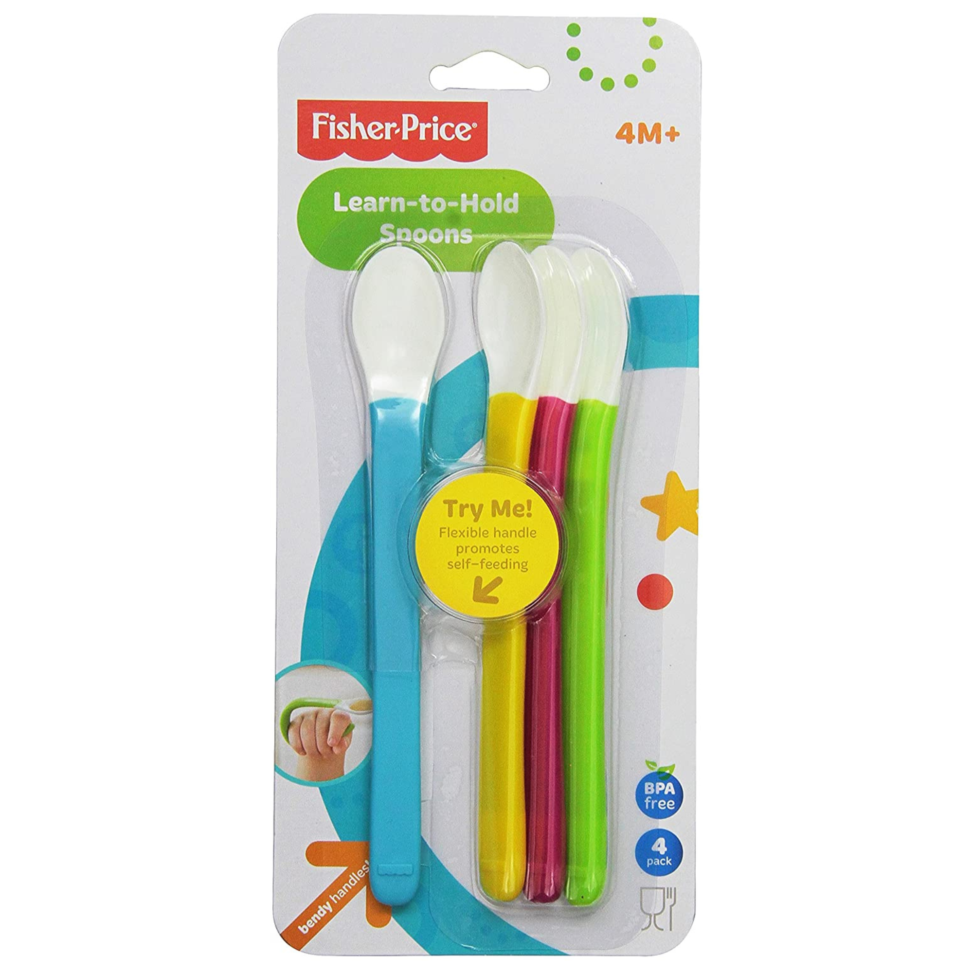 Fisher Price Learn-to-hold Spoons (4 Pack) - Toptoys2u