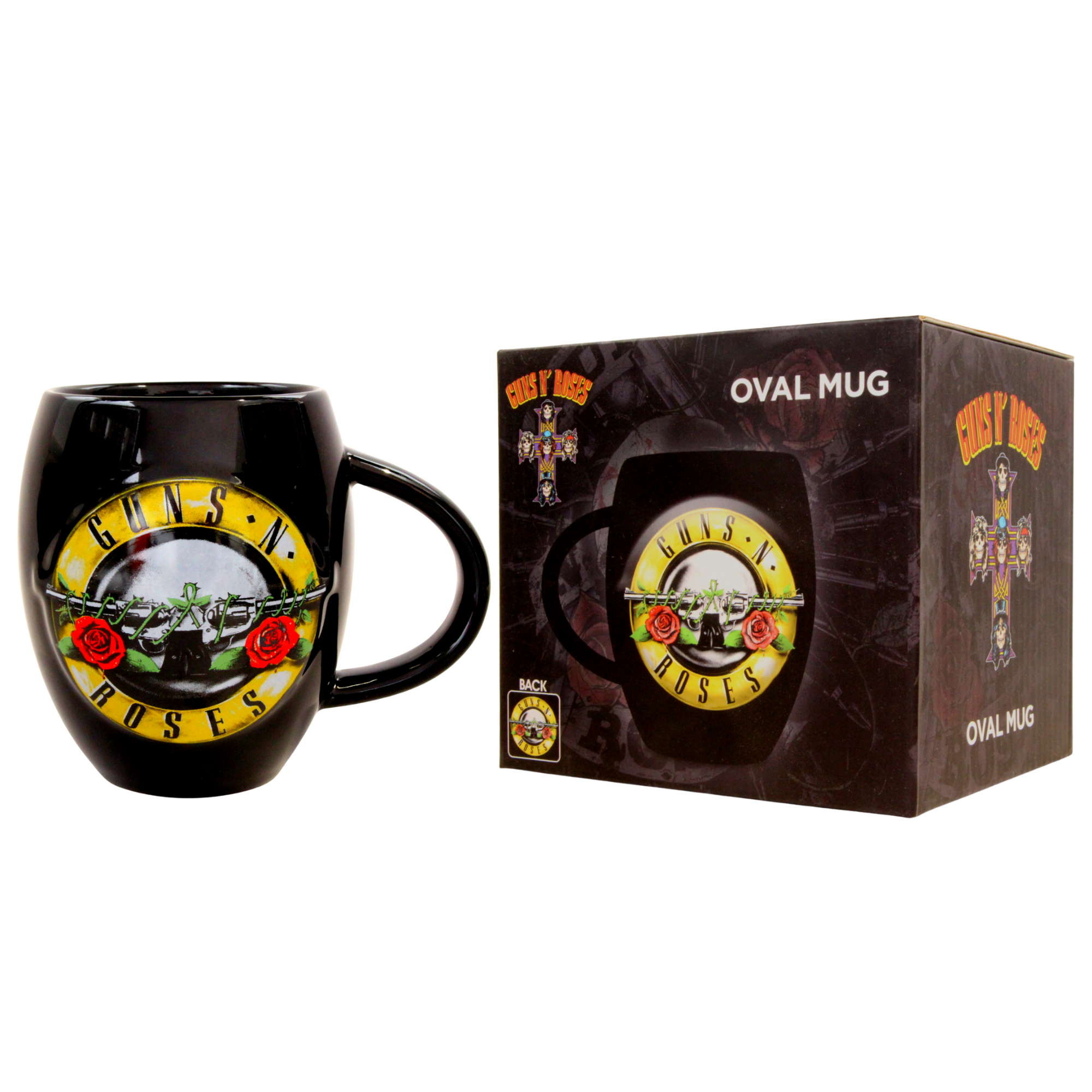Guns N Roses Large Black Oval Coffee Mug With Box 450ml - Toptoys2u