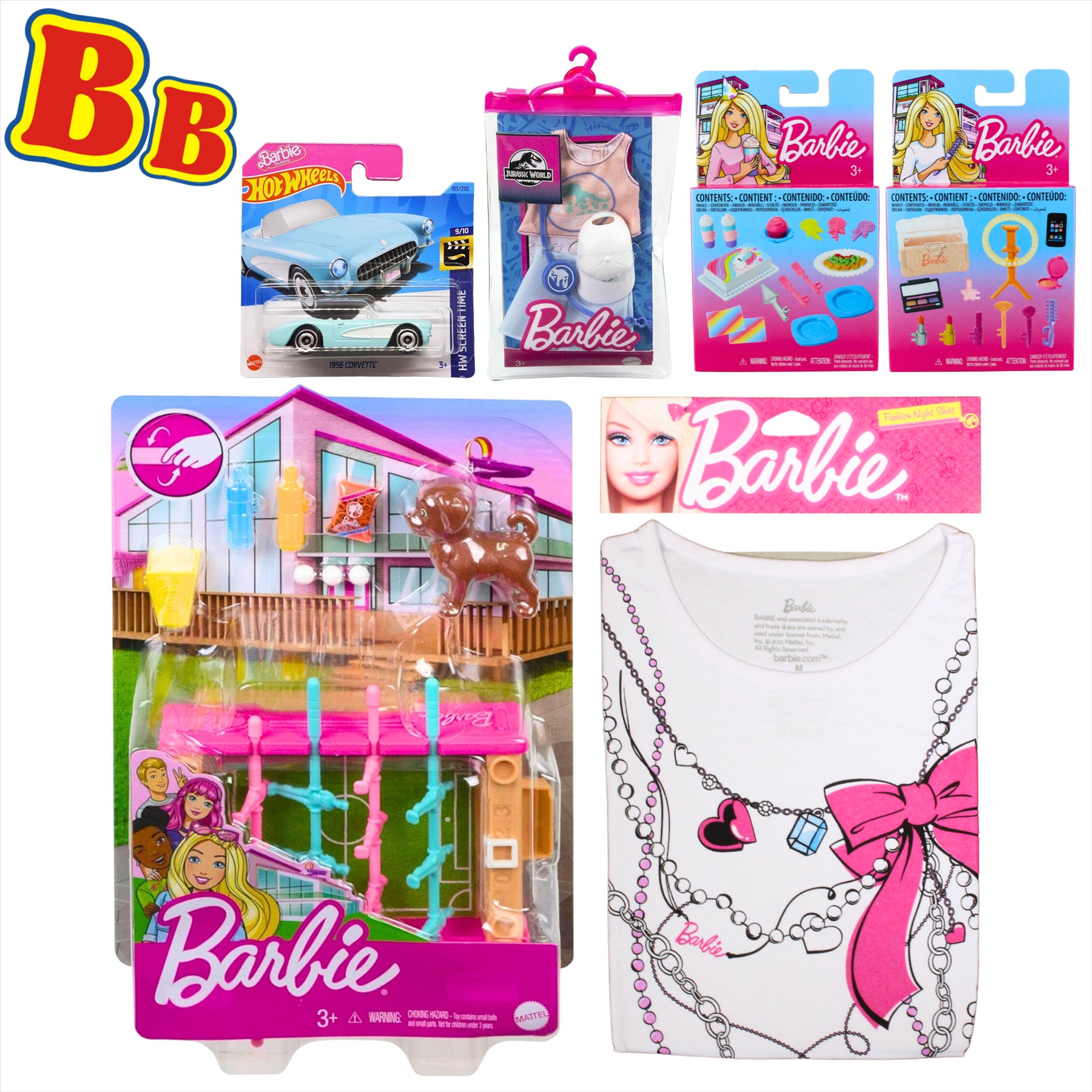 Barbie Ultimate Collectors Playset and Accessory Set - 6 Piece Set Including Functional Foosball Table and Barbie Corvette