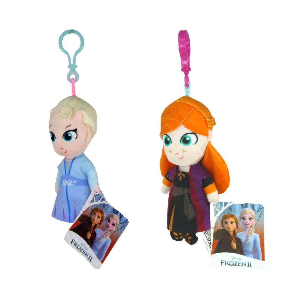 Frozen II Gift-Quality Soft Plush Toy Keyclip 5-Inch Pack of 2 - Elsa and Anna - Toptoys2u