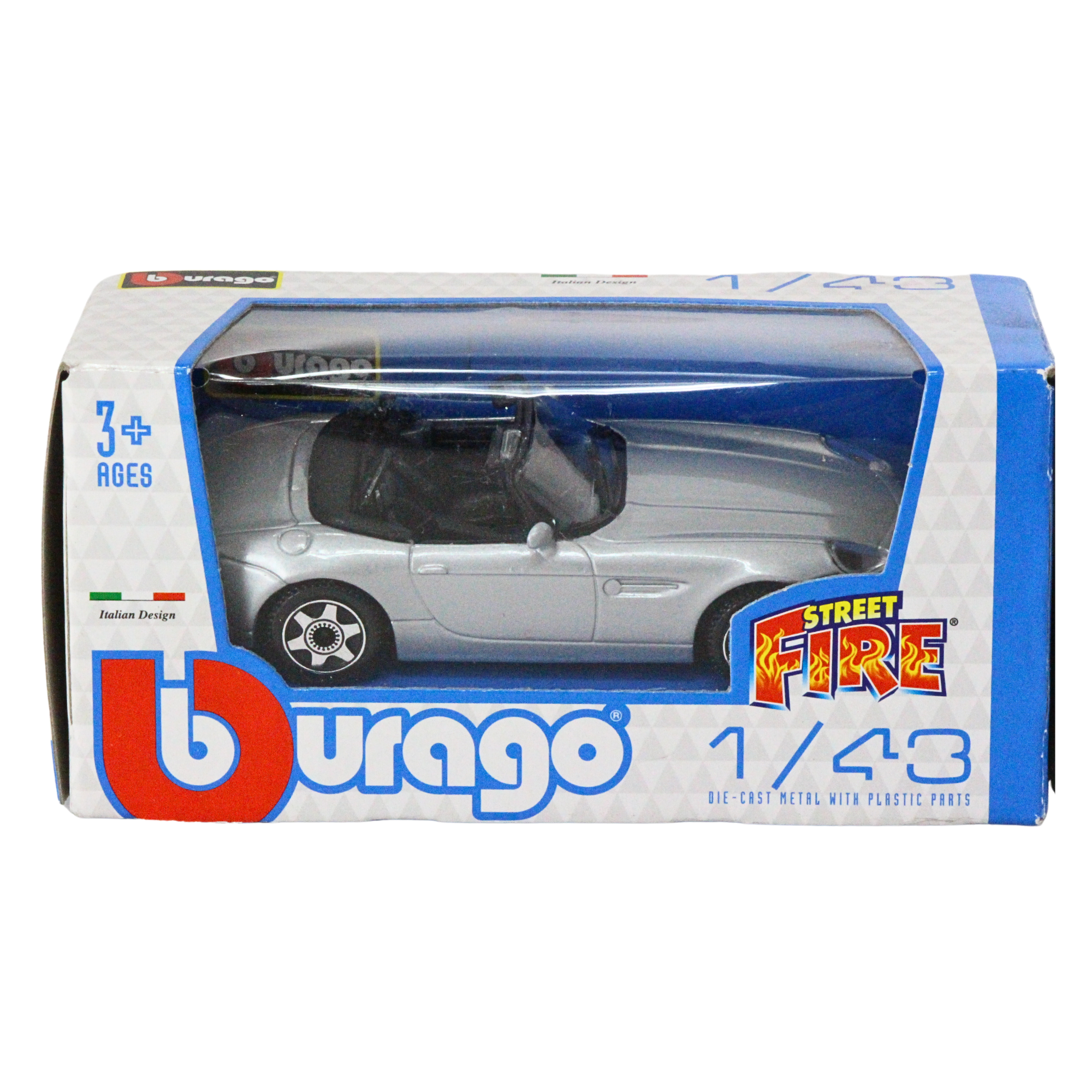 Burago Street Fire BMW Z8 1 43 Diecast Model Silver Car Toptoys2u