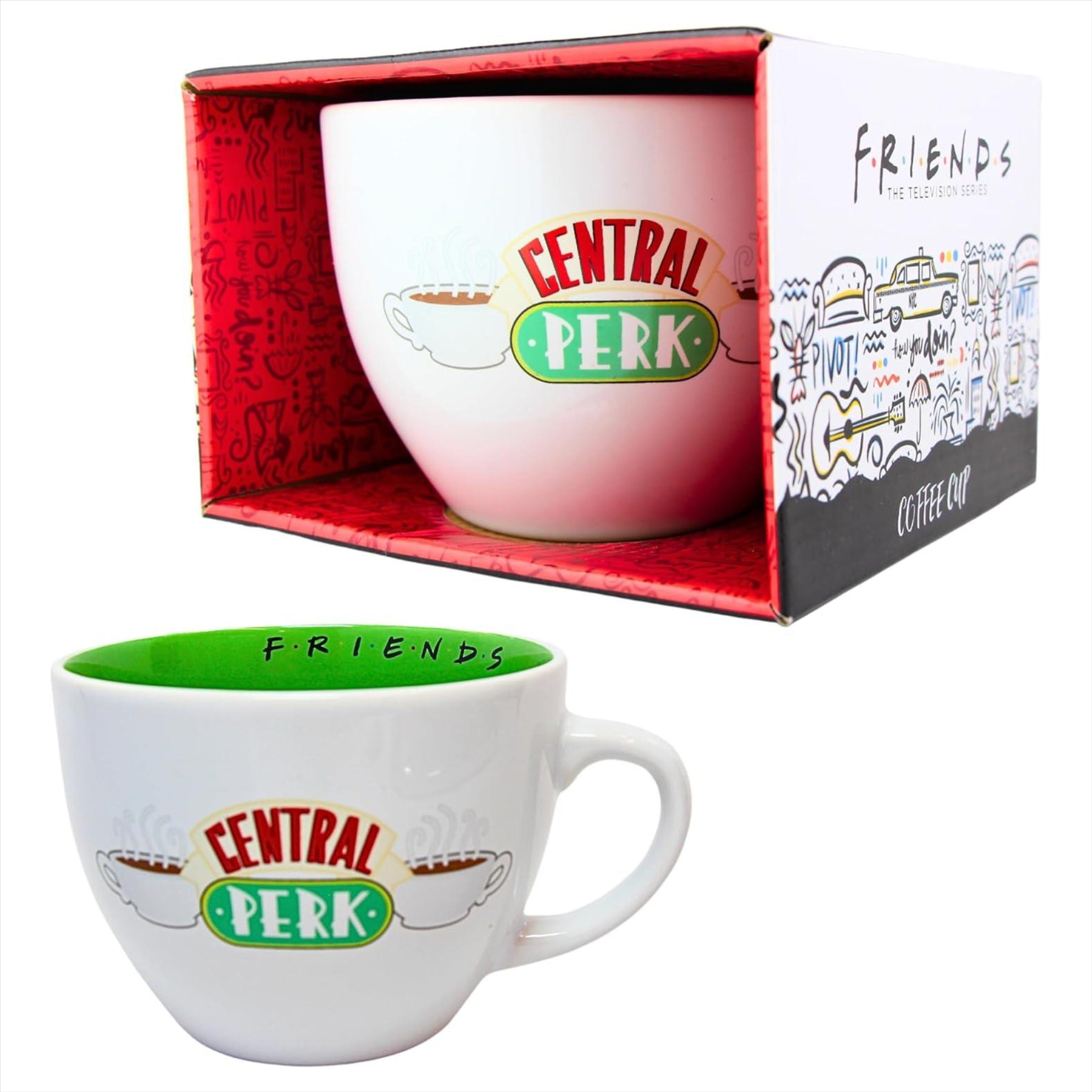 Friends Central Perk 25cm Wall Clock & 650ml Large Ceramic Mug - Twin Pack - Toptoys2u