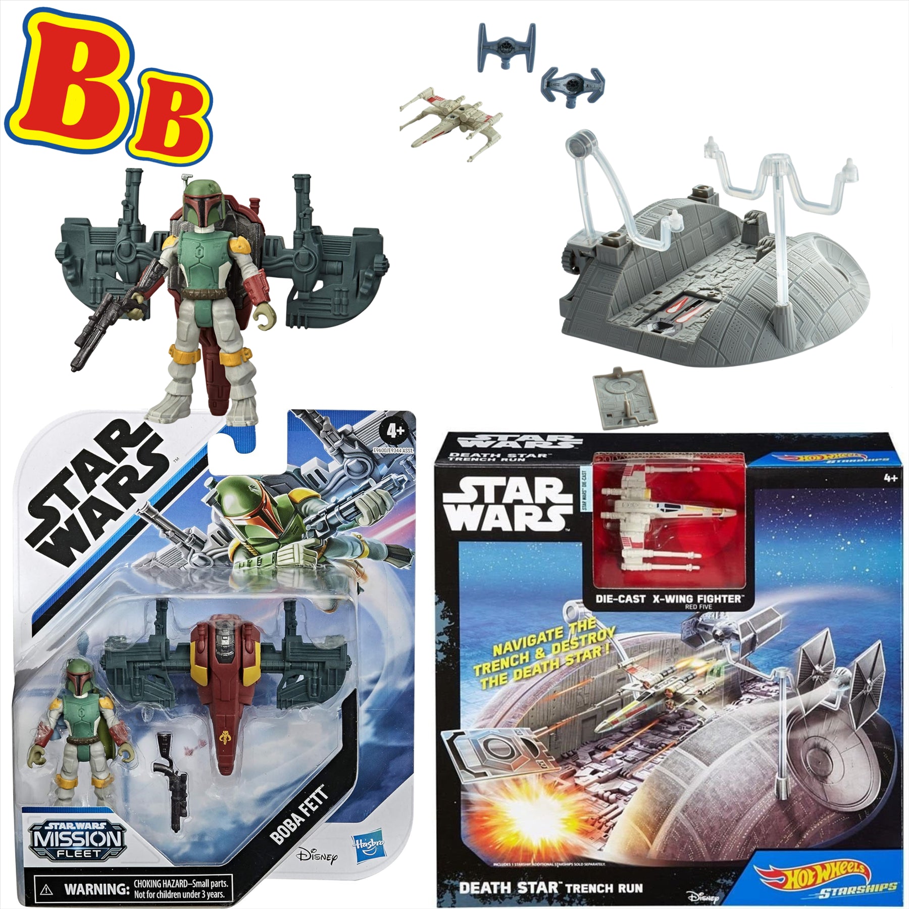 Offical Star Wars Bundle - Boba Fett Mission Fleet 2.5in/7cm Figure & Death Star Trench Run Playset - Toptoys2u