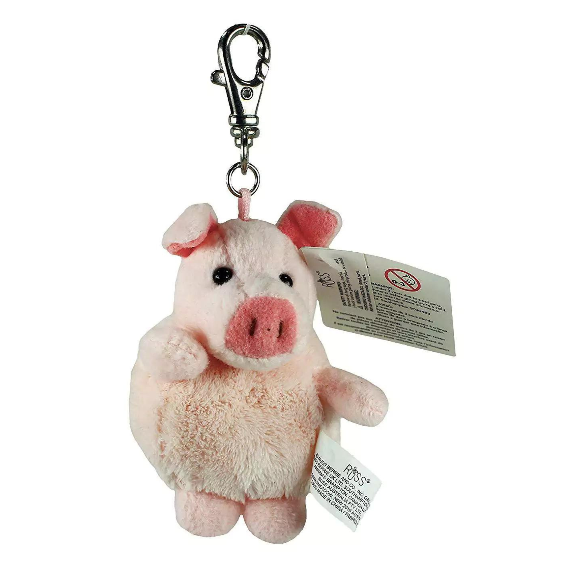 Russ Berrie Barnyard Pals Animal Key Pals Plush Keyclip Set of 2 - Pig & Cow - Toptoys2u