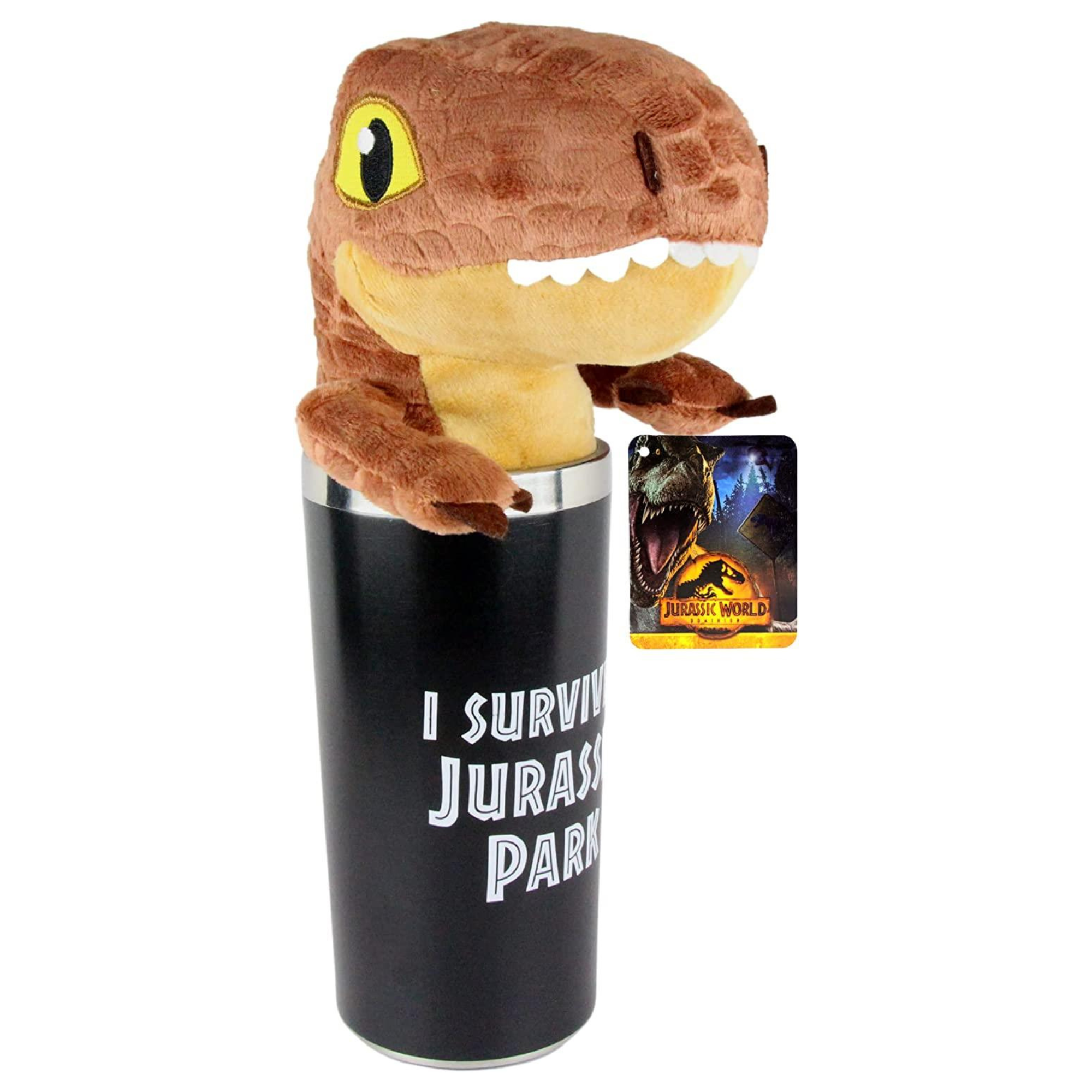 Jurassic World/Park - Travel Mug & 8" 20cm T-Rex Plush Toy - Toptoys2u