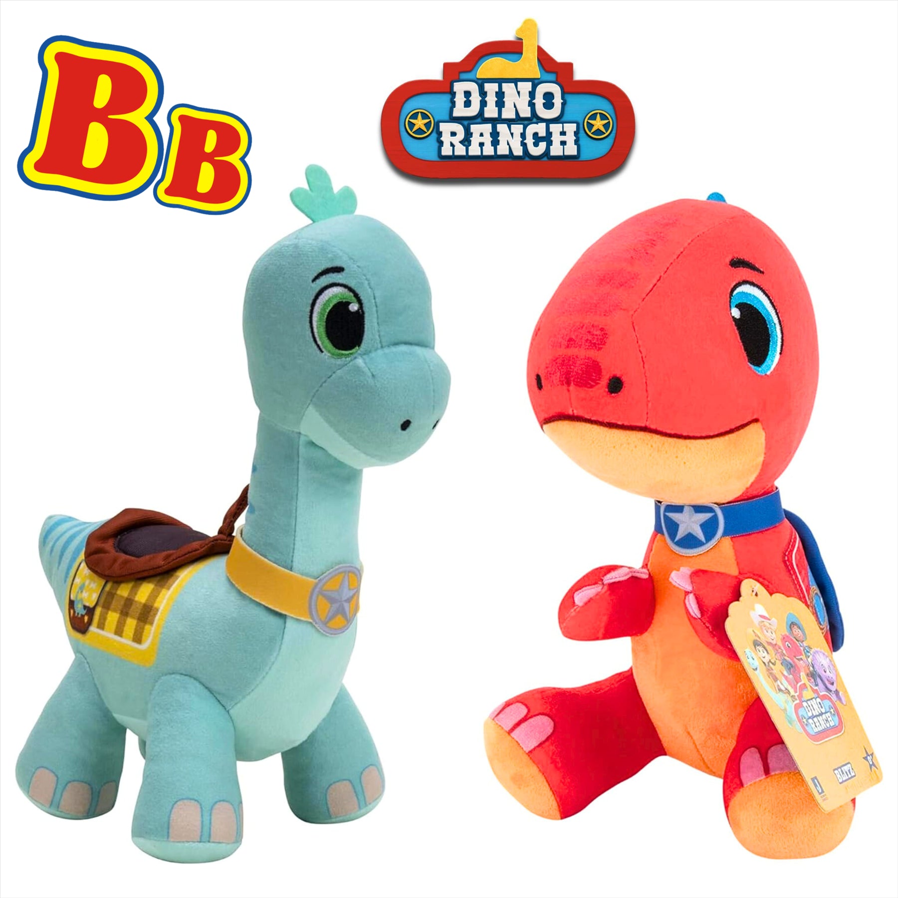 Dino Ranch Clover and Blitz 20cm Super Soft Embroidered Gift Quality Plush Toys