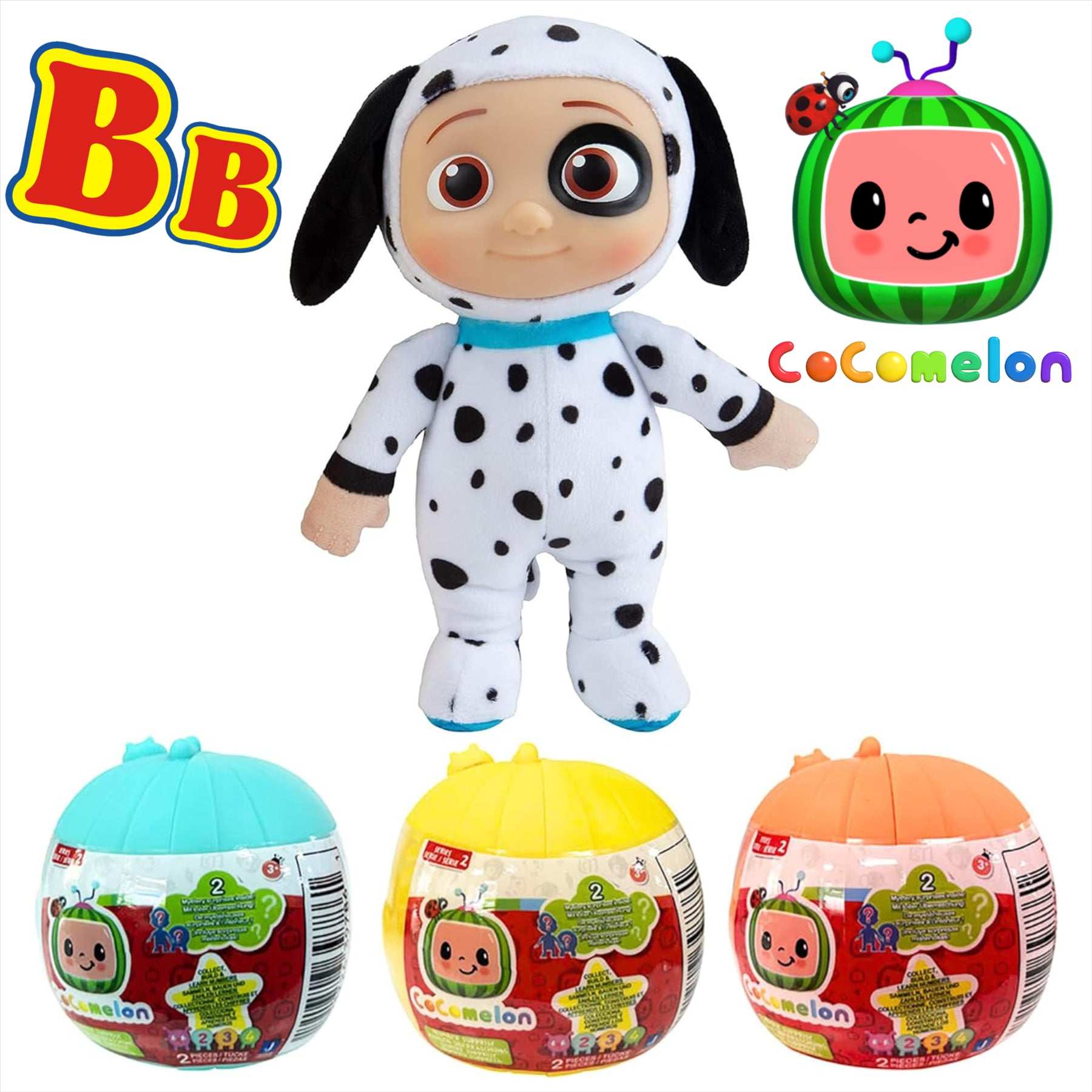 CoComelon Blind Capsule Number Character Articulated Figure Set - Puppy 20cm Plush and 3x Balls