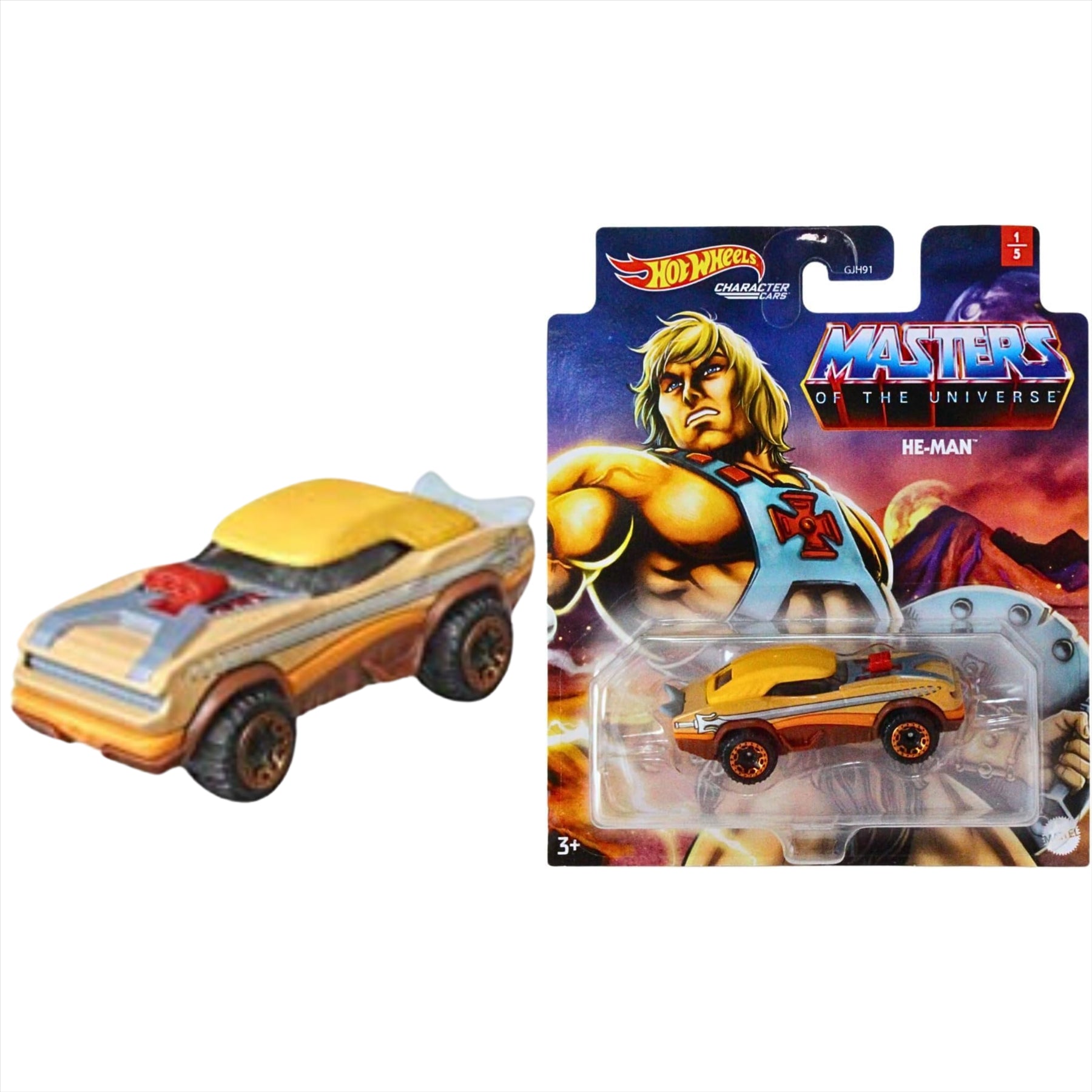 He-Man Masters of The Universe Ultimate 5 Piece Toy Action Figure and Hot Wheels Character Car Bundle - Toptoys2u