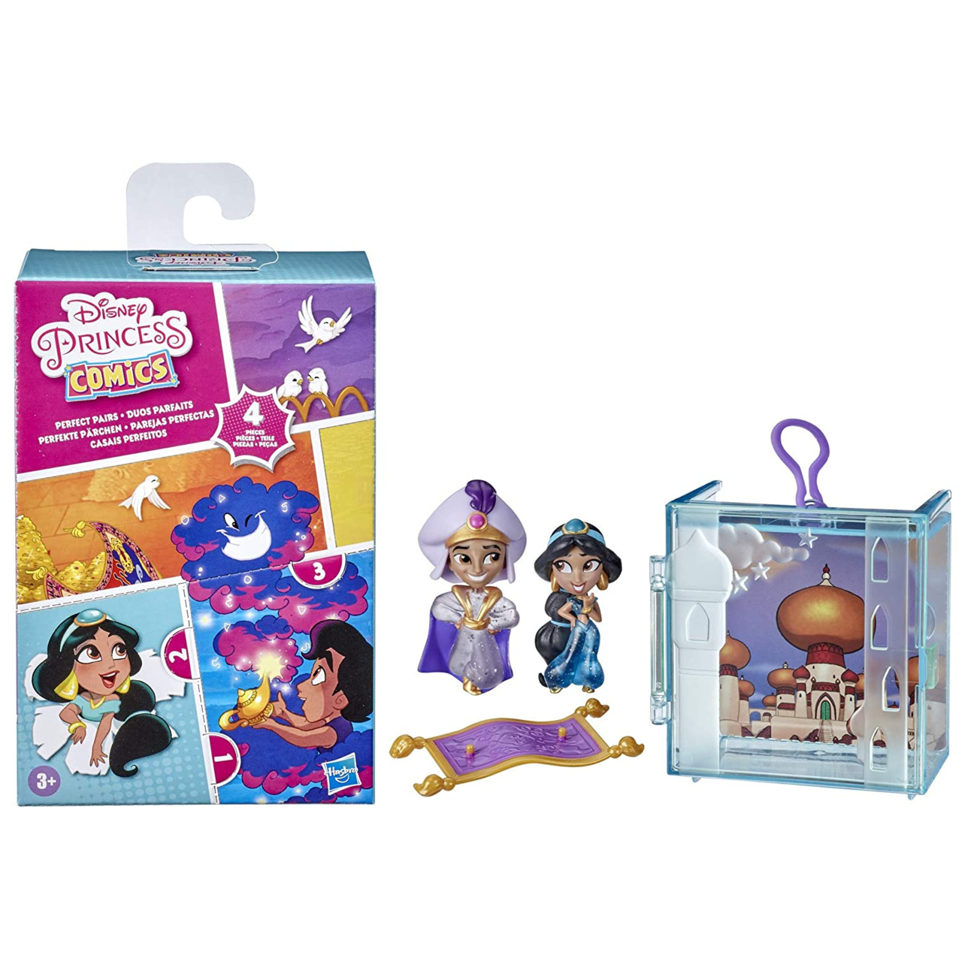 Disney Princess Perfect Pairs Jasmine, Fun Aladdin Unboxing Toy with 2 Dolls, Portable Display Case and Stand, for Kids 3 Years and Up - Toptoys2u