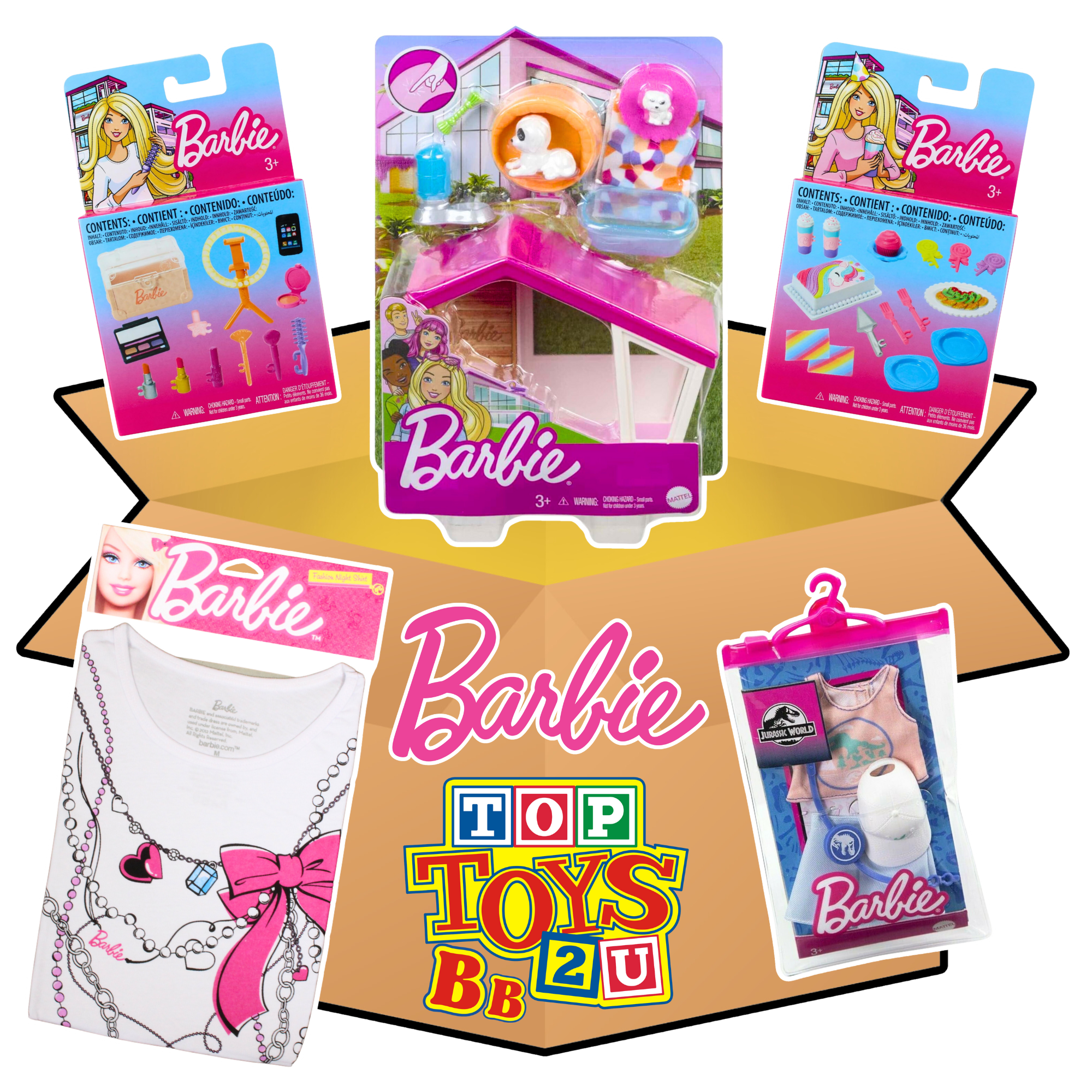 Toptoys2u 5 Piece Barbie Playset Bargain Bundle Box