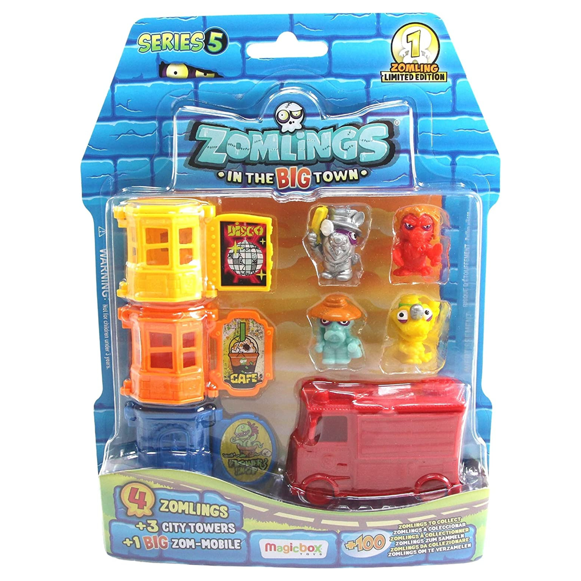 Zomlings in the BIG Town Series 5 Blister Pack - Includes 4 Zomlings, 3 City Towers & Zom Mobile Fire Engine - Toptoys2u