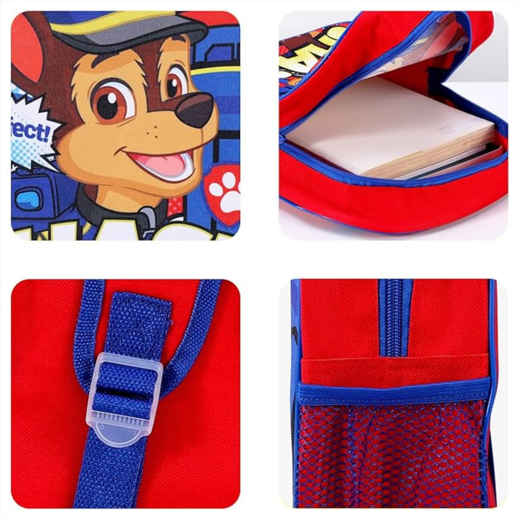 Paw Patrol Chase Junior Backpack - Kids Character School Bag with Mesh Side Pocket - Toptoys2u