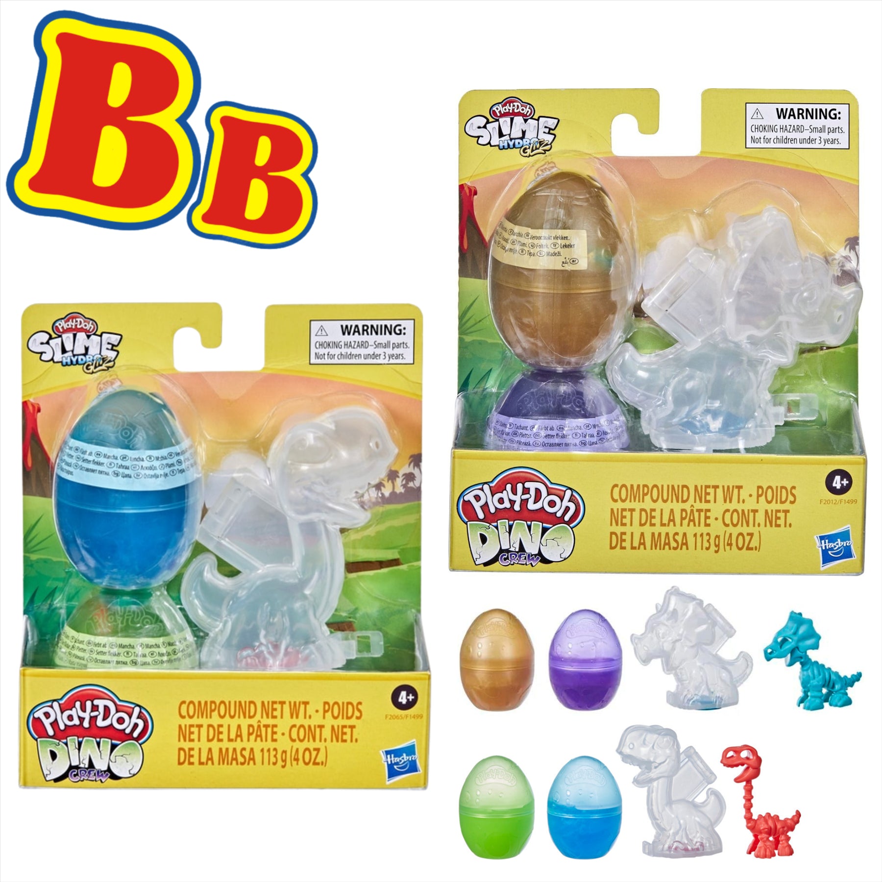 Play-Doh Slime Hydro Glitz Dino Crew Triceratops and Brontosaurus - Twin Pack