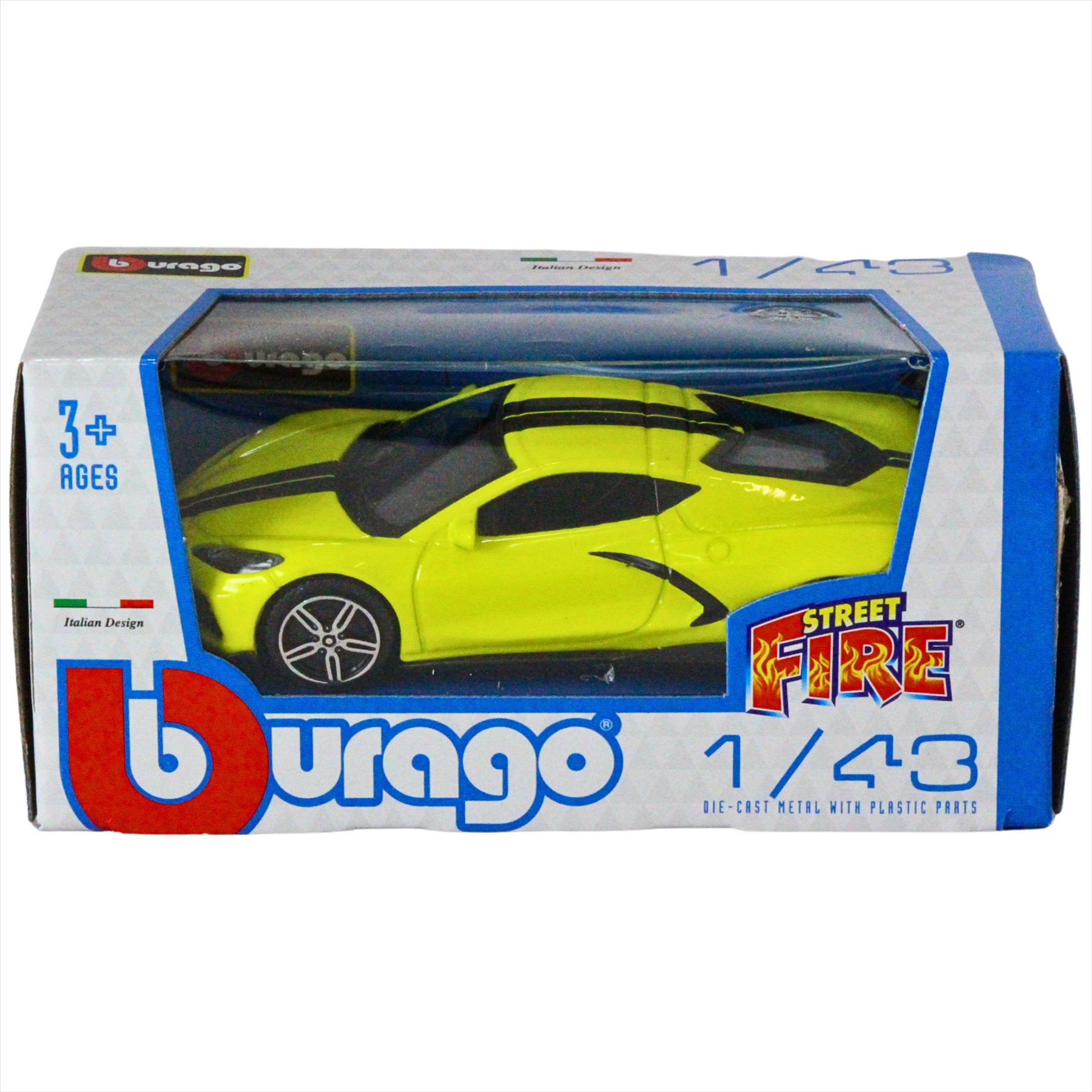Bburago Fire Street 2020 Chevrolet Corvette Stingray Coupe Lime Green 1:43 Scale Diecast Car - Toptoys2u