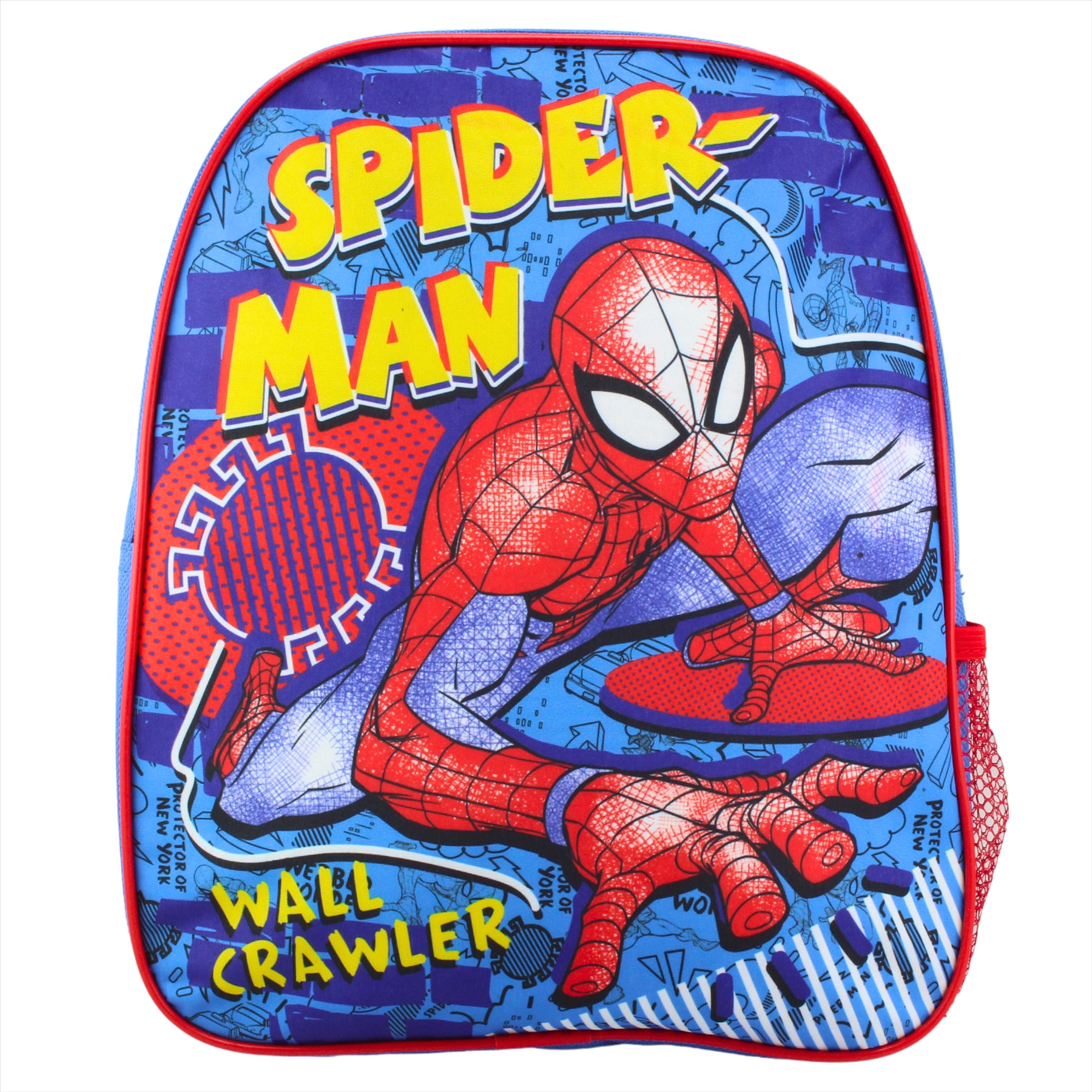 Spiderman Wall Crawler Junior Backpack - Kids Character School Bag with Mesh Side Pocket