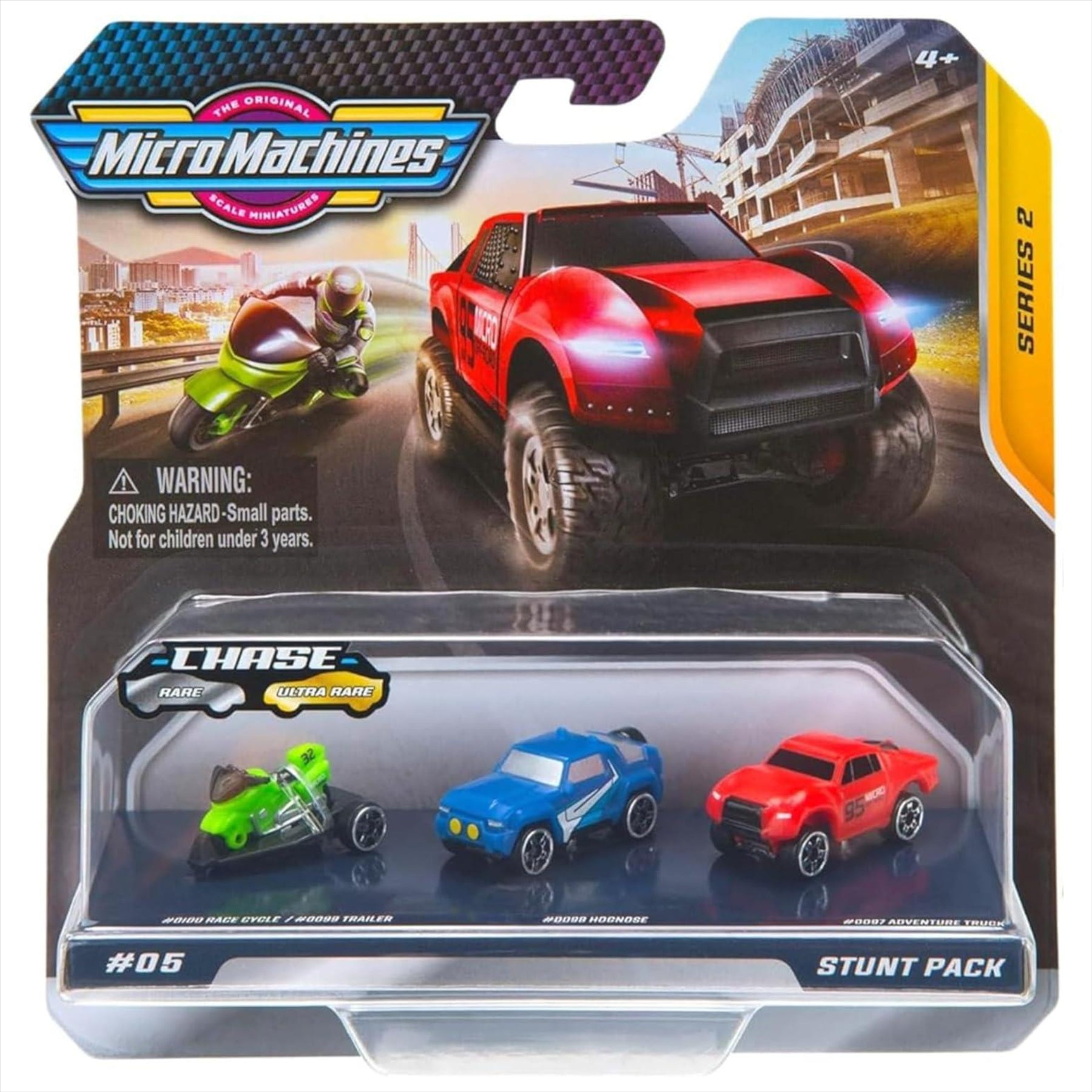 Micro Machines - Red Mini Vehicle Hauler With 1 Exclusive Vehicle & Stunt Pack #5 - 3 Pack - Toptoys2u