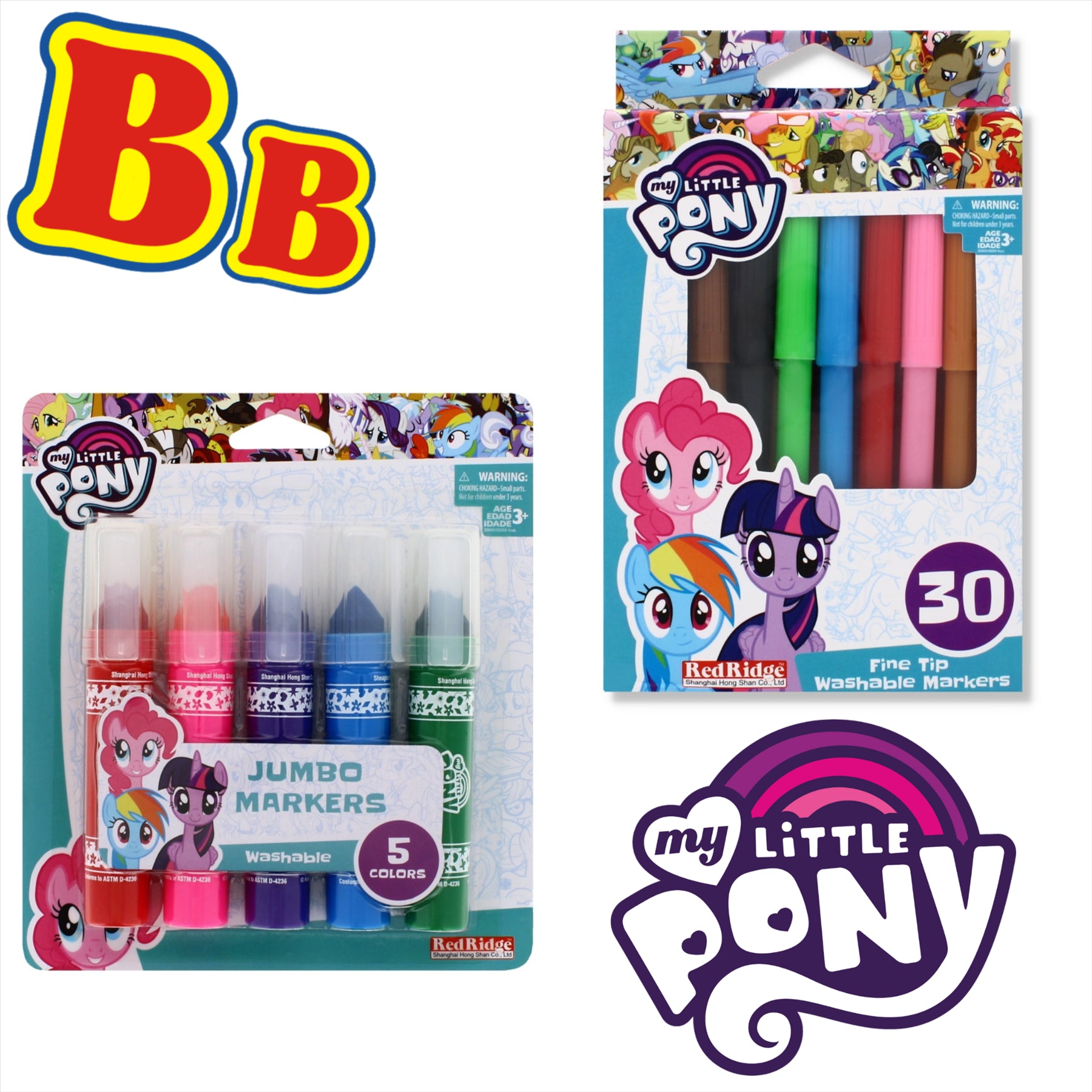 My Little Pony Multicoloured Washable Jumbo and Fine Tip Marker Bundle - Twin Pack - Toptoys2u