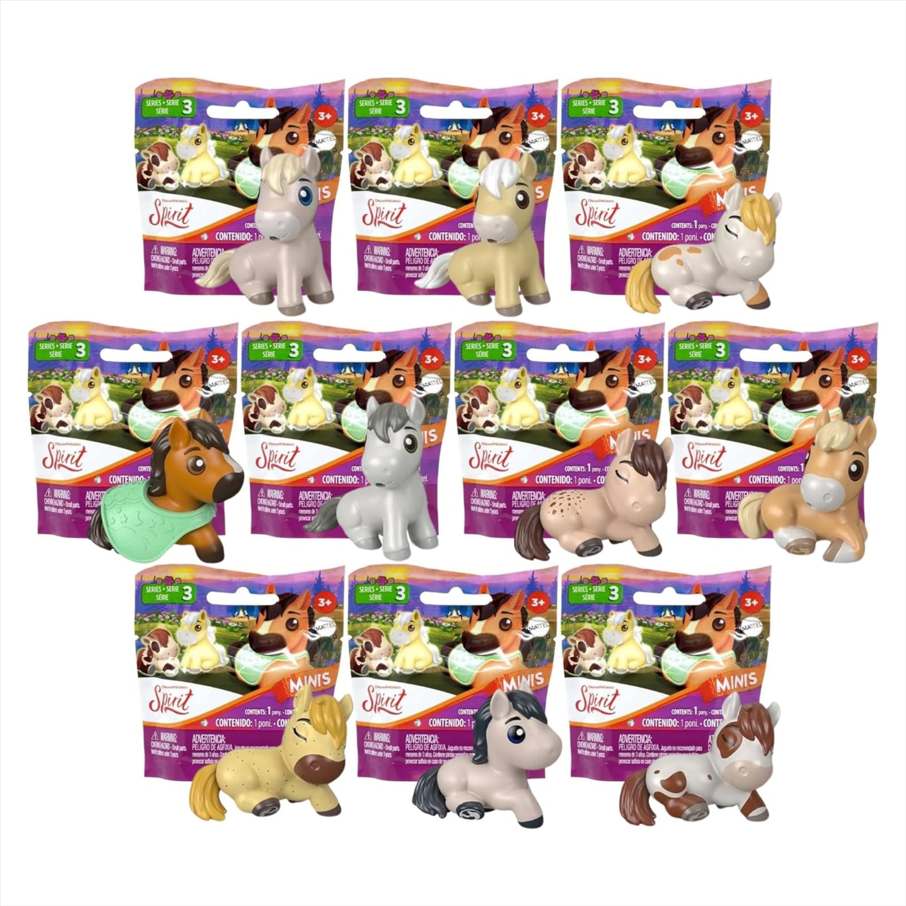 Spirit Untamed Minis - Precious Ponies Series 3 Blind Bag Party Favours - Guaranteed no Duplicates - Complete Set of All 10 Figures - Toptoys2u