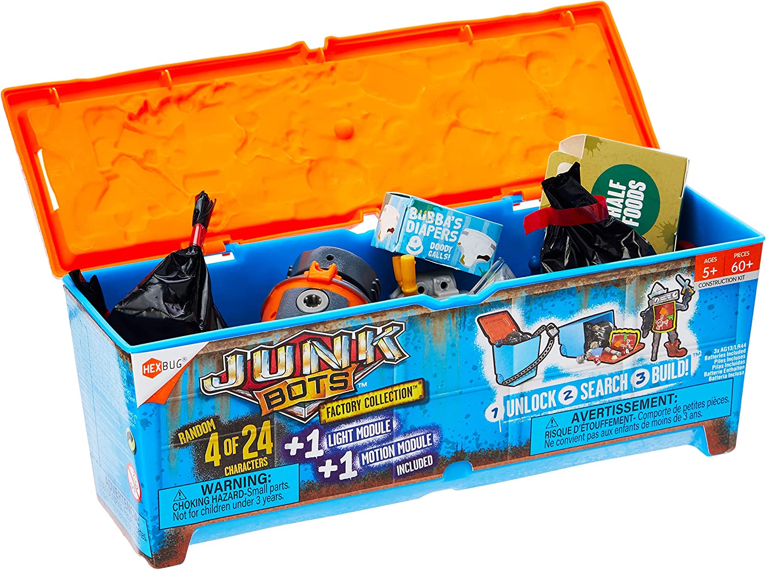 Hexbug Junkbots - Industrial Dumpster With 4 Unique Characters to Assemble in Each Box - Pack of 2 - Toptoys2u