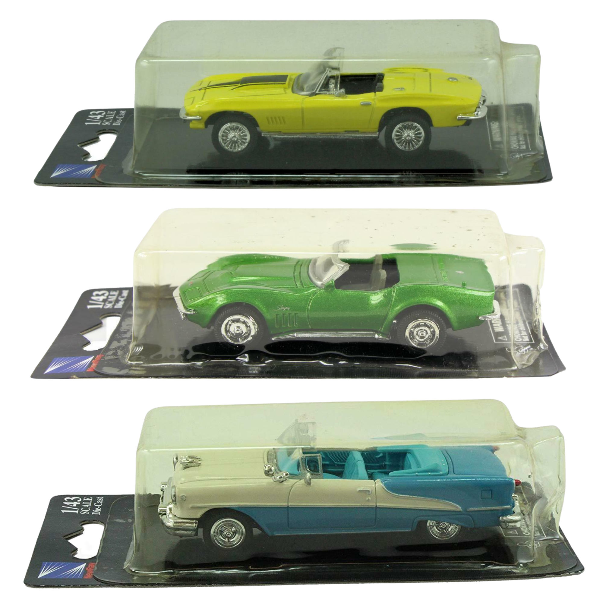 NewRay 1:43 Scale Diecast 1969 Stingray, 1967 Corvette & Oldsmobile Super 88 - Set of 3 - Toptoys2u