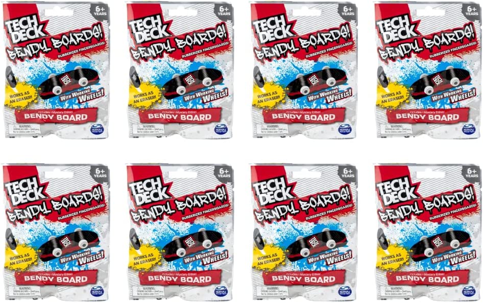 Tech Deck Bendy Boards Rubber Eraser Finger Board Blind Bags - Pack of 8 - Toptoys2u