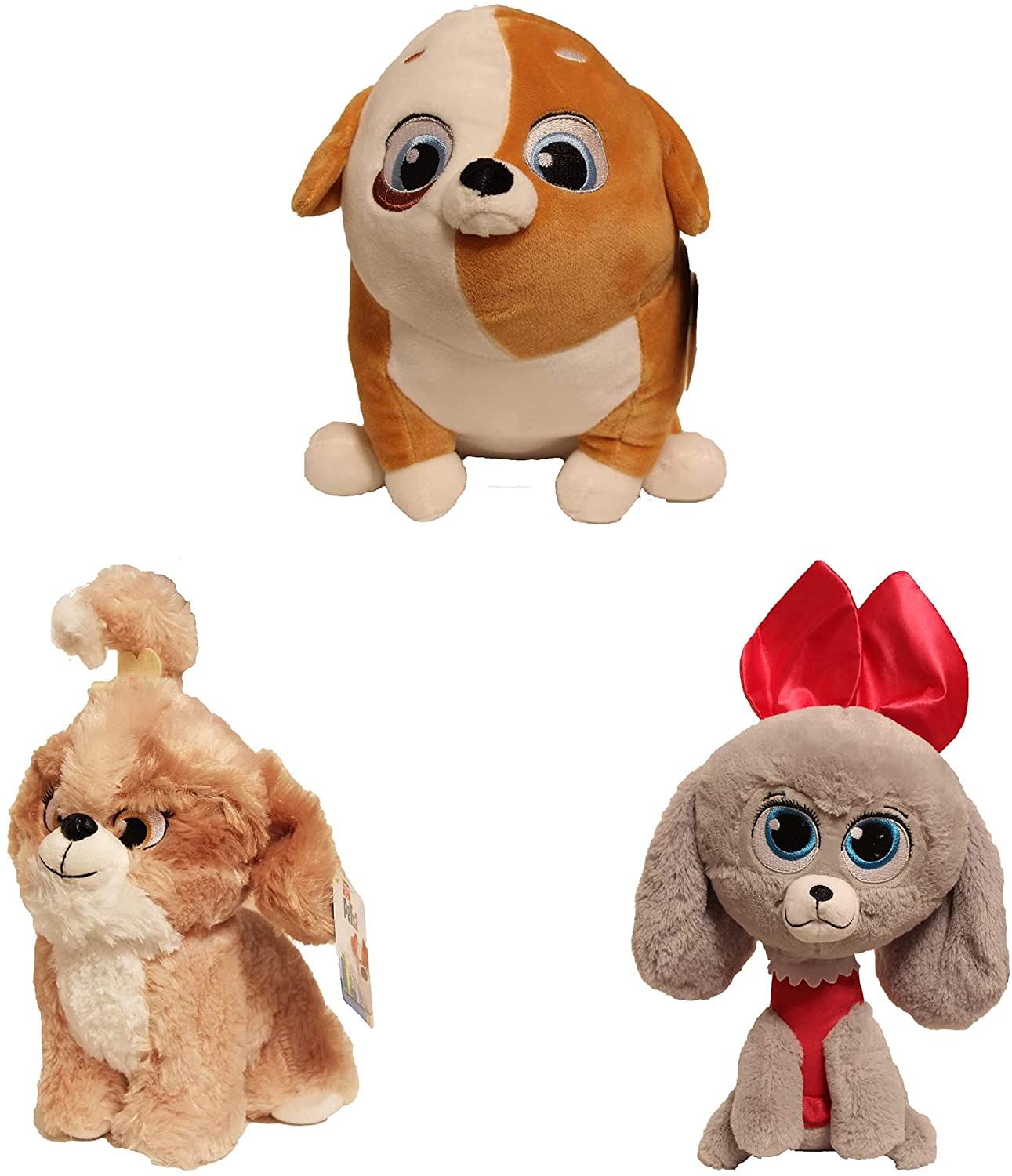 Secret Life Of Pets 2 Pups - 25cm 10" - Super Soft Gift Quality Plush - Pickles, Daisy & Princess - Set of 3 - Toptoys2u