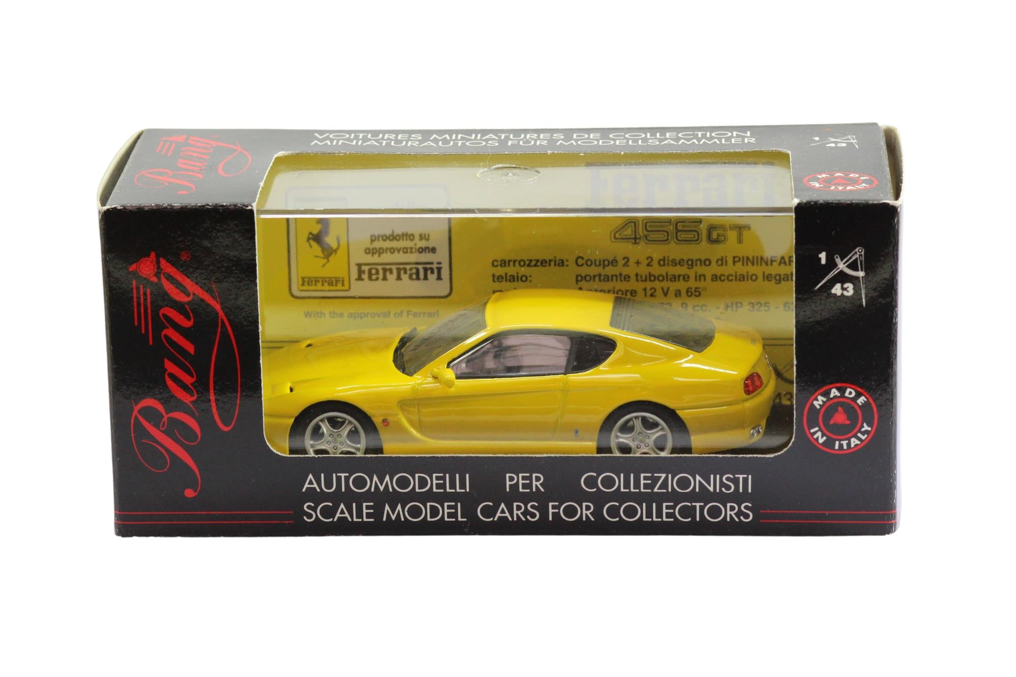 Bang Models - 1:43 Scale Diecast Ferrari 456 GT Stradale in Yellow -