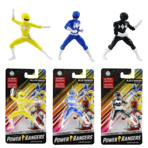 Limited Edition Power Rangers Set 2 - 2.5" 6.5cm Mini Figures - Yellow, Blue & Black Rangers Set of 3 - Toptoys2u