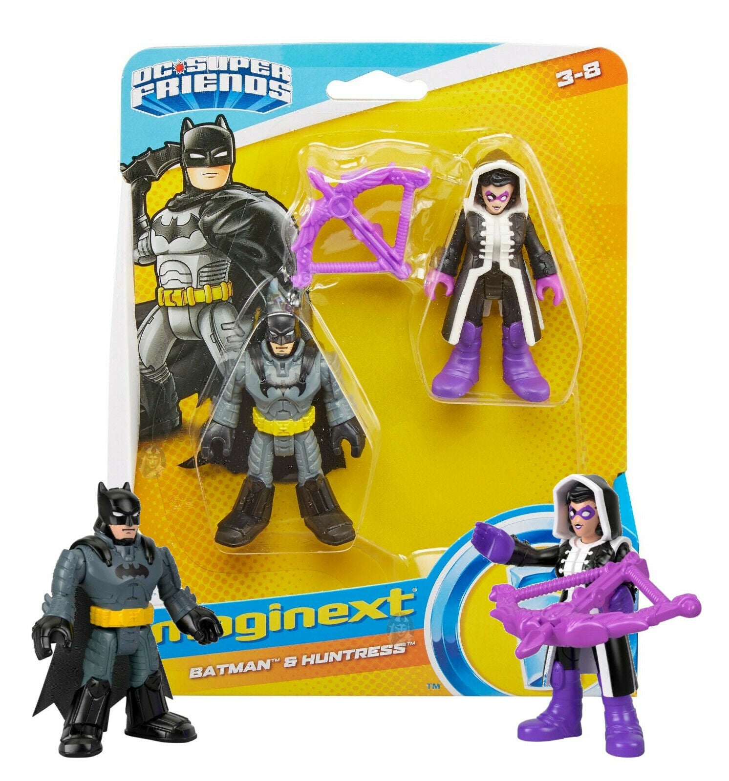 DC Super Friends 3" 8cm Articulated Action Figures - Batman and Huntress - Toptoys2u