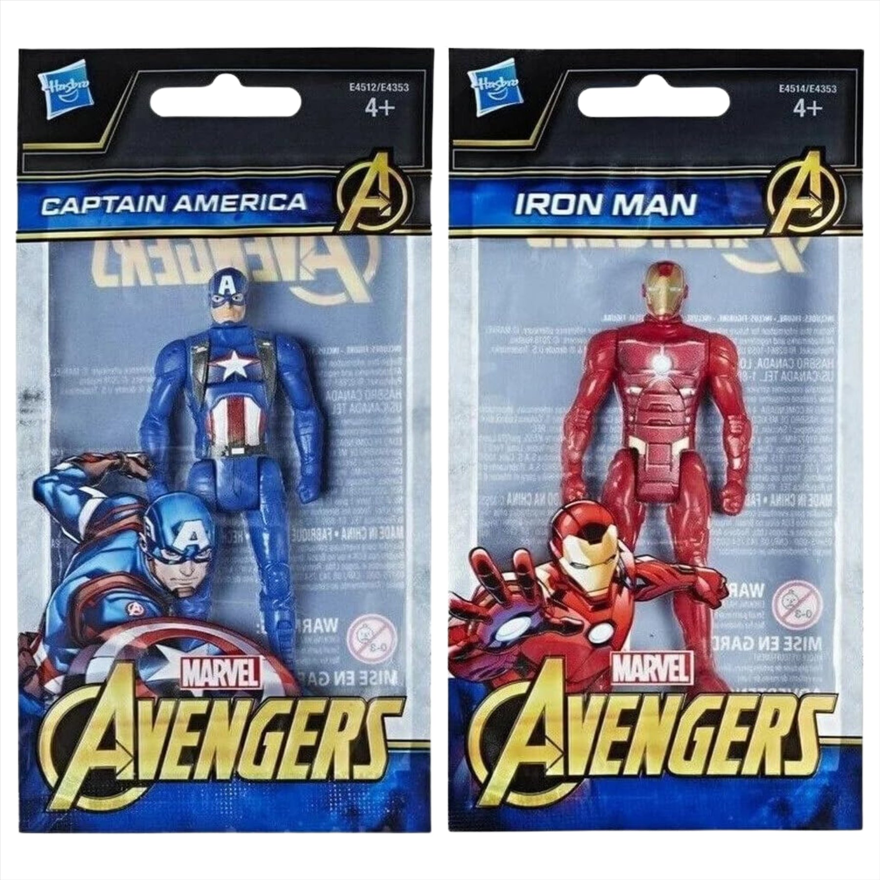 Marvel Avengers Captain America and Iron Man Miniature Articulated 9.5cm Toy Action Figures Bundle - Pack of 2