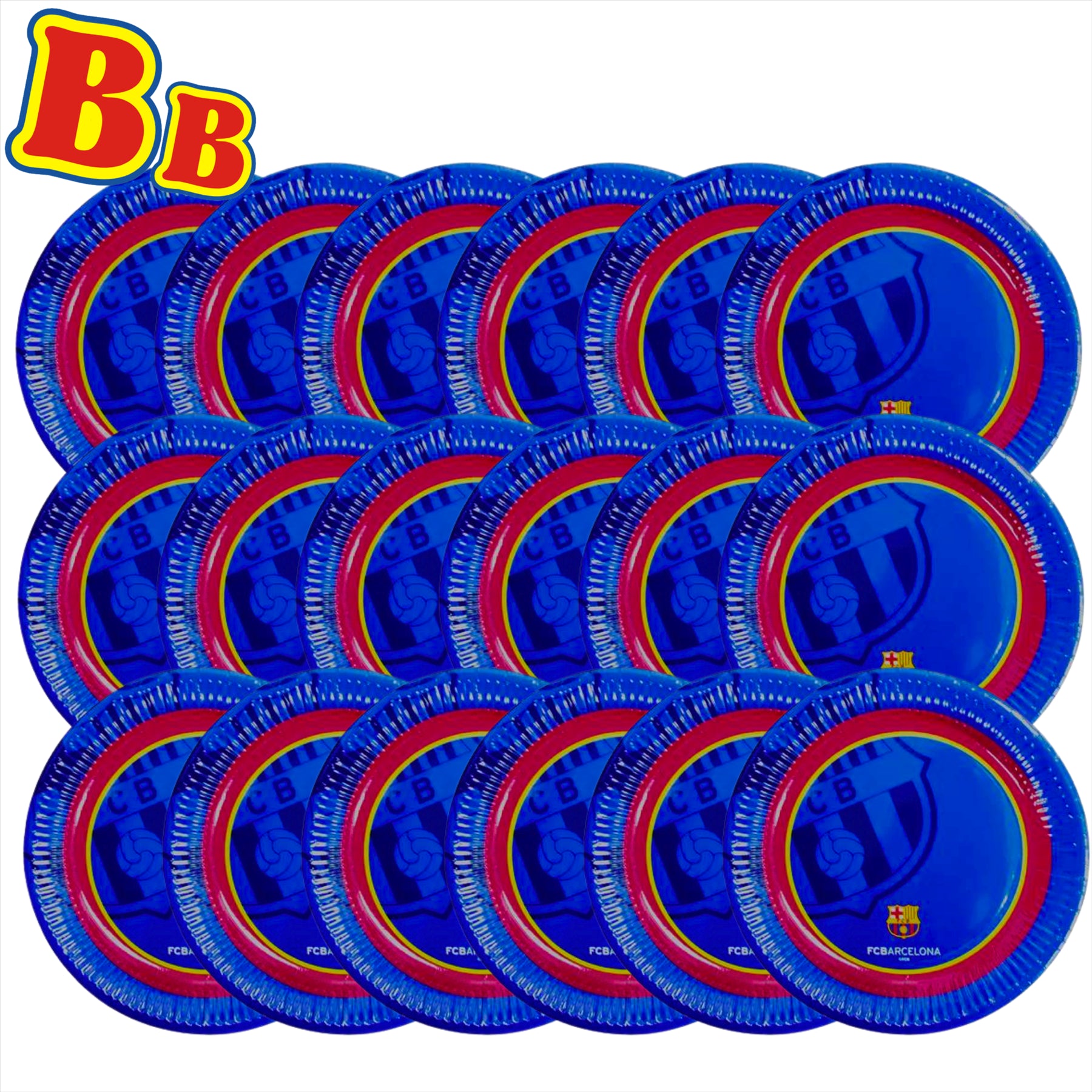 FC Barcelona Official Glossy Party Plates (23cm Pack of 18) - Toptoys2u