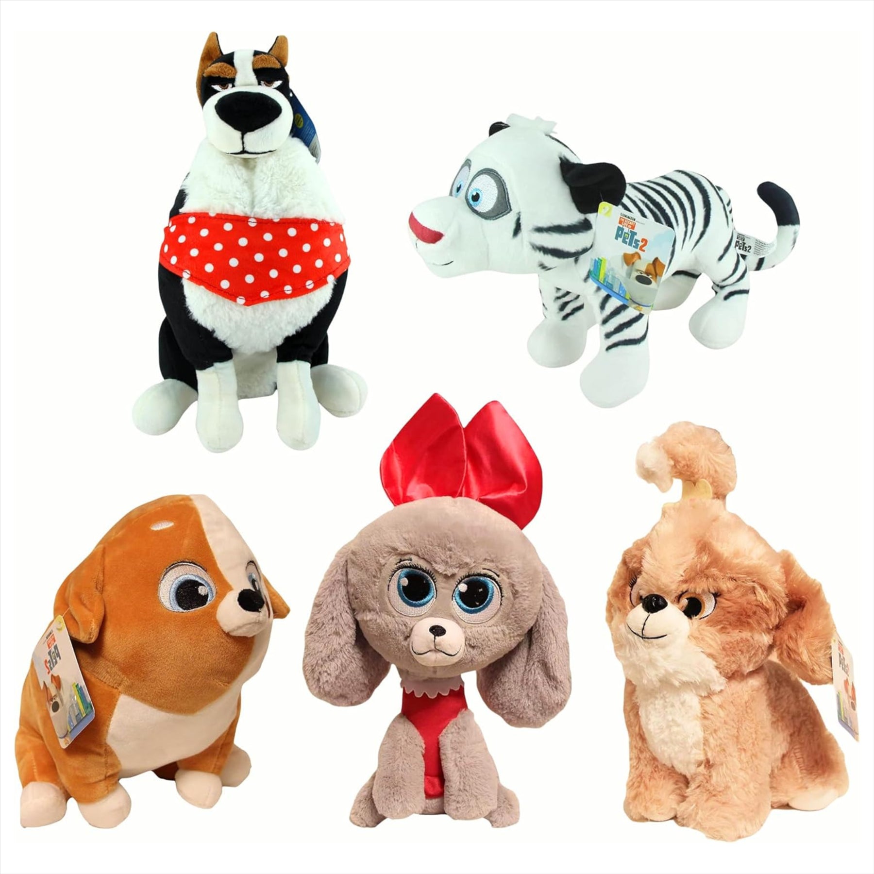 The Secret Life Of Pets 2 Super Soft Rooster, Hu, Pickles, Daisy, and Princess 28cm Plush Toys - Pack of All 5 - Toptoys2u