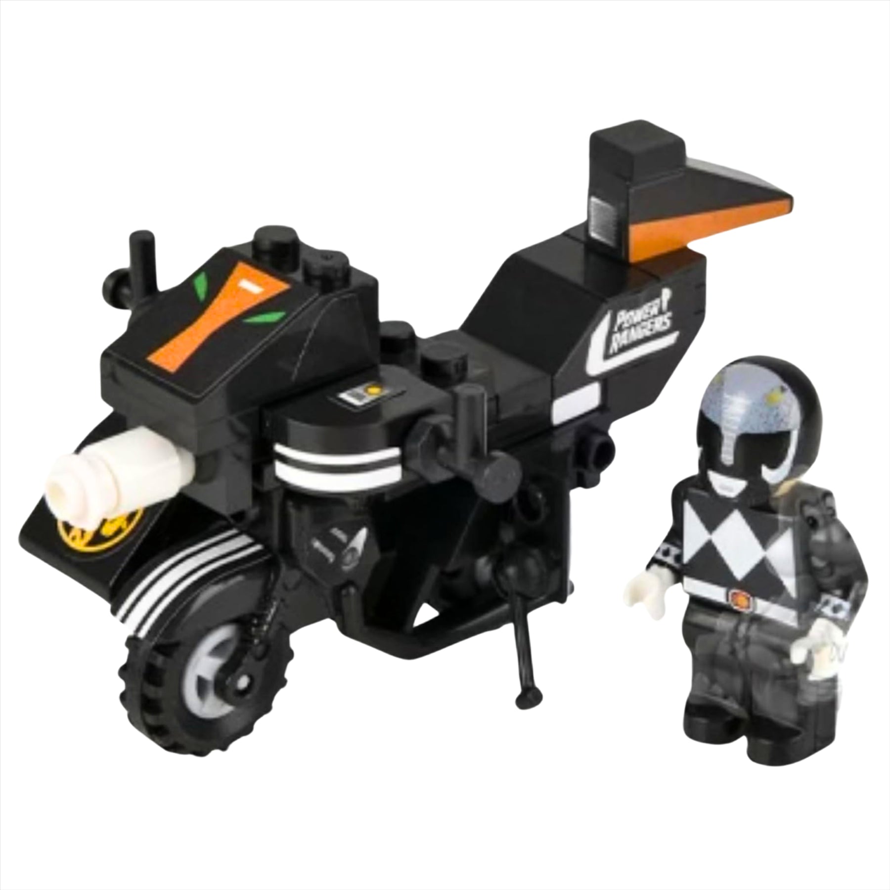 Mighty Morphin Power Rangers 50 Piece Black Ranger Toy Battle Bike Construction Set - Toptoys2u