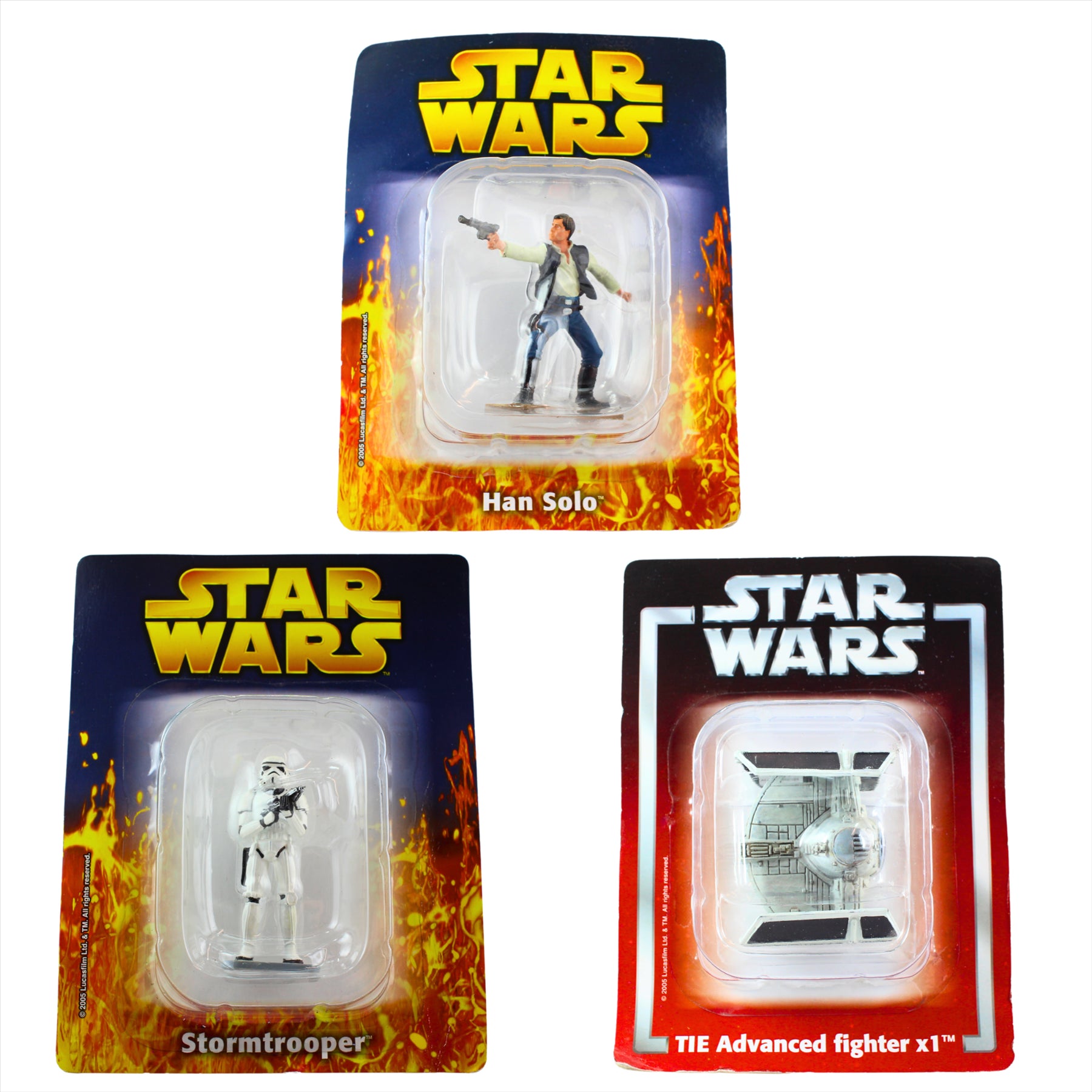 Star Wars Han Solo, Stormtrooper, and TIE Advanced fighter x1 DeAgostini Vintage 6-8cm Diecast Figures - Pack of 3 - Toptoys2u