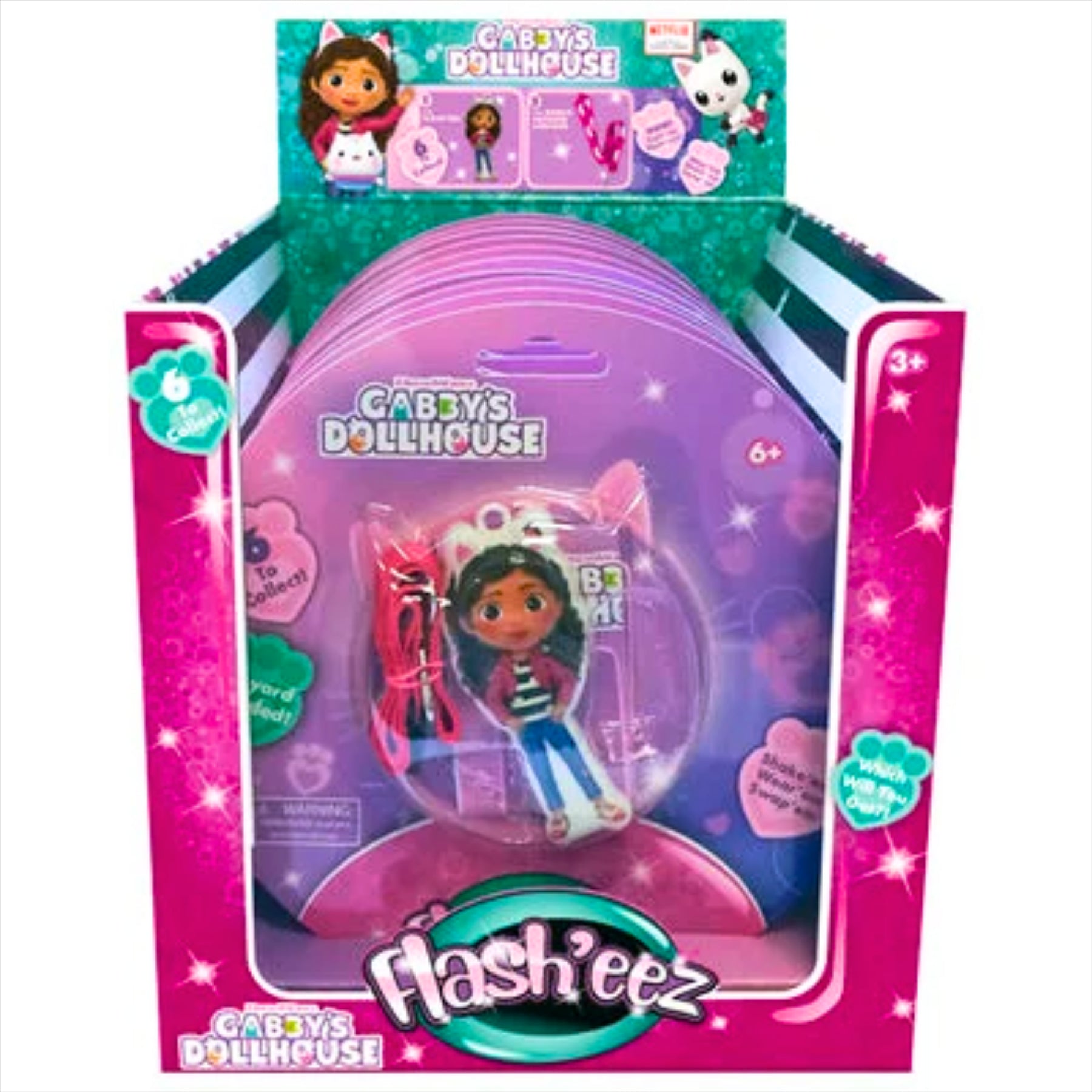 Gabby's Dollhouse Flash'Eez MerCat Light-Up Collectible Character Toy Accessory with Lanyard - Toptoys2u