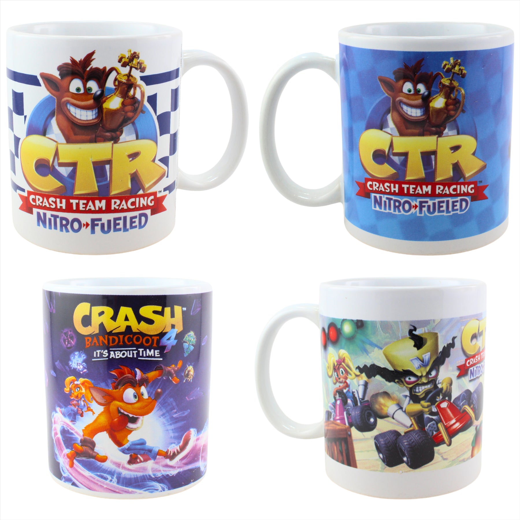 Crash Bandicoot Video Game 315ml Coffee Mugs - Set of All 4 - Toptoys2u