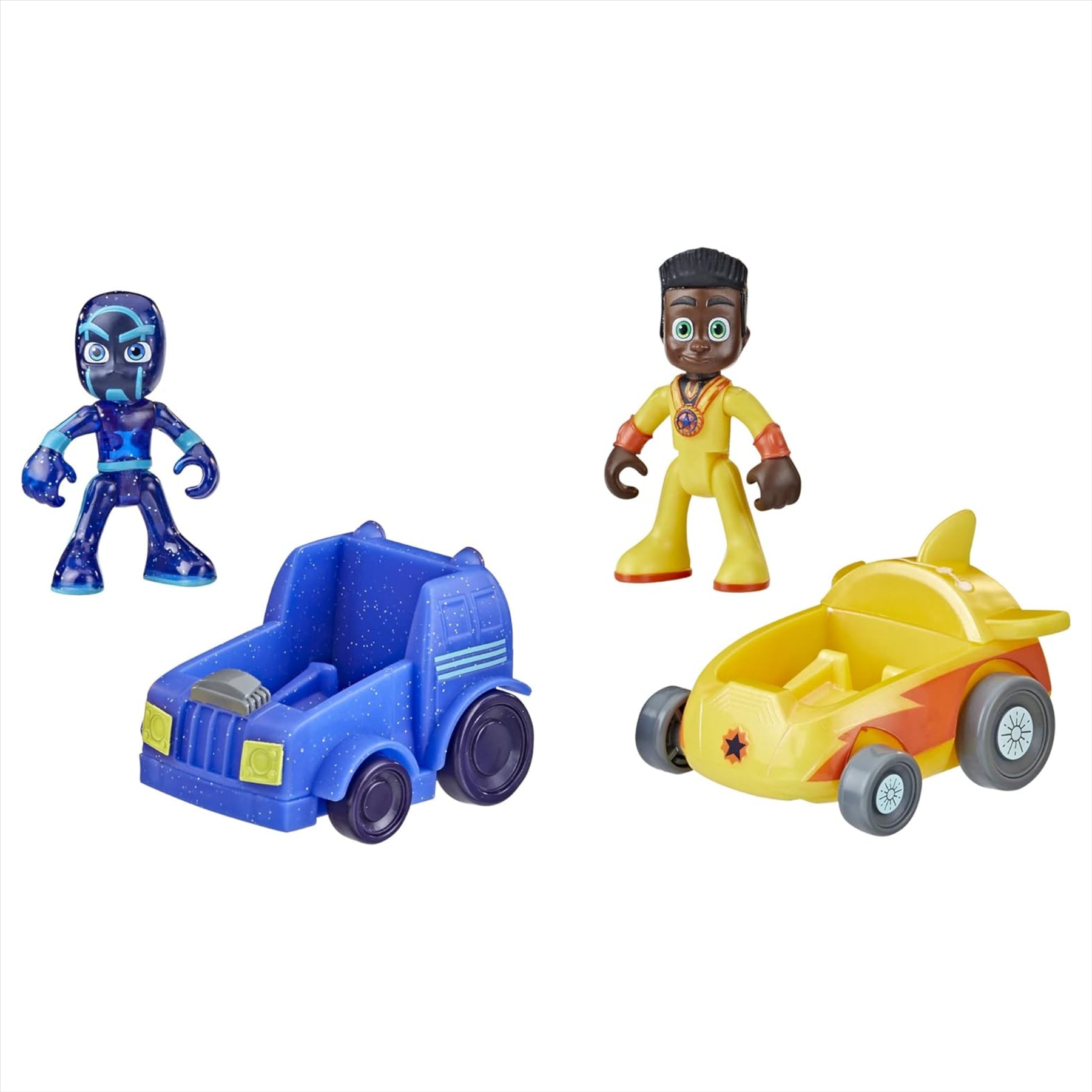 PJ Masks - Twin-Pack Battle Racer Figures With Vehicles - Newton Star & Night Ninja - Toptoys2u