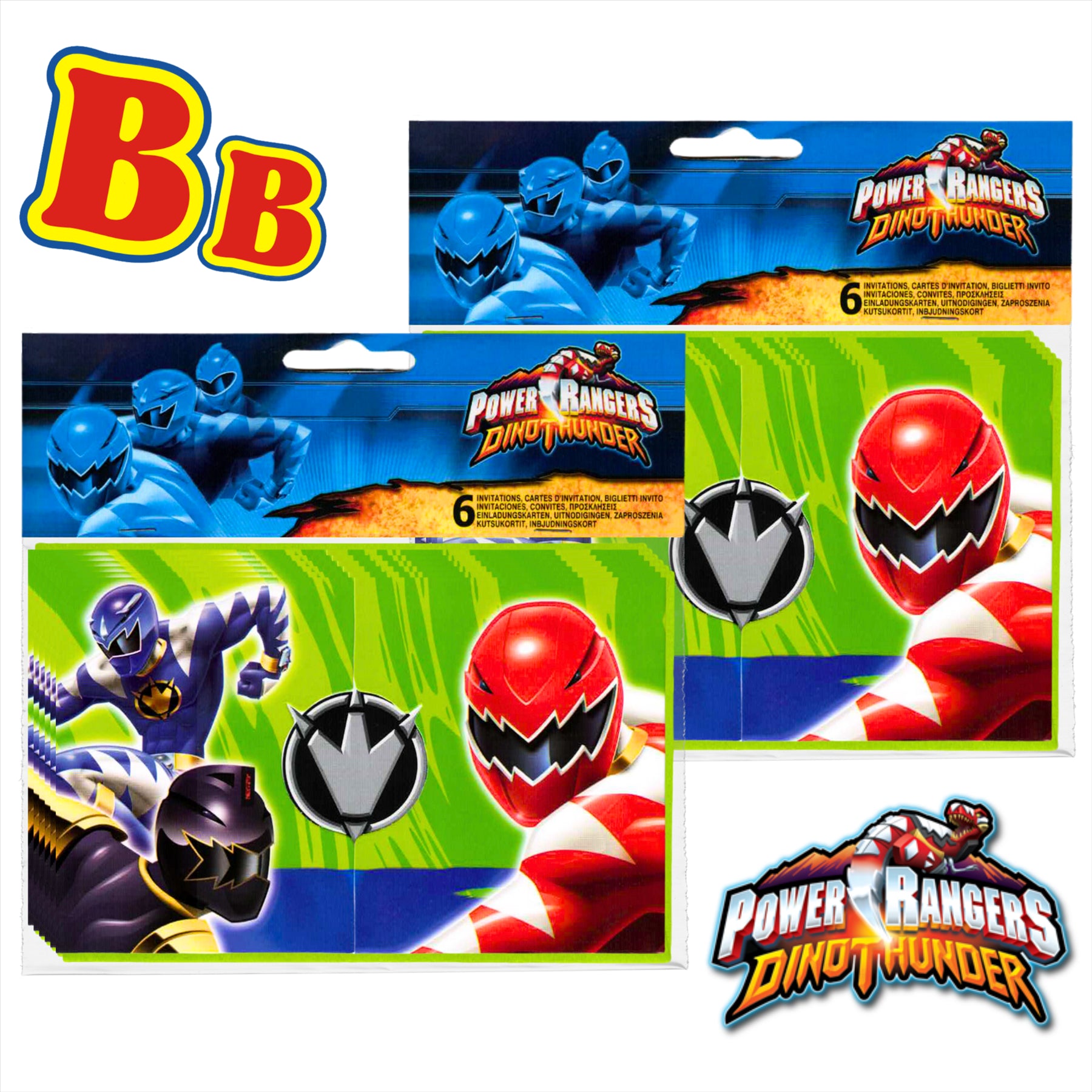 Power Rangers Dino Thunder Party Invitations Twin Pack - 12 Invites Total - Toptoys2u