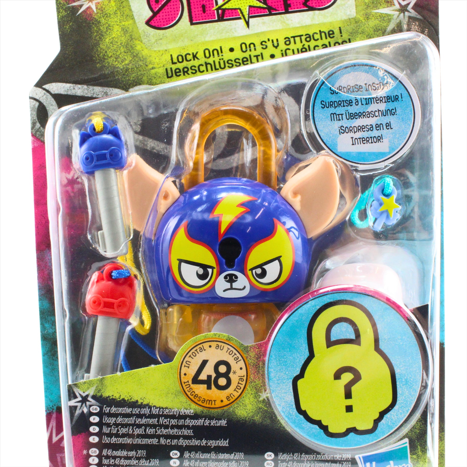 Lock Stars Series 2 Collectible Miniature 7cm Toy Figure Lock-On Clip with Accessories - Pack of 8 - Sandwich, Vampire, Dog Wrestler, Cavewoman, Sugar Skull Cat, Pink Bomb, Flower, & Shark Blue - Toptoys2u