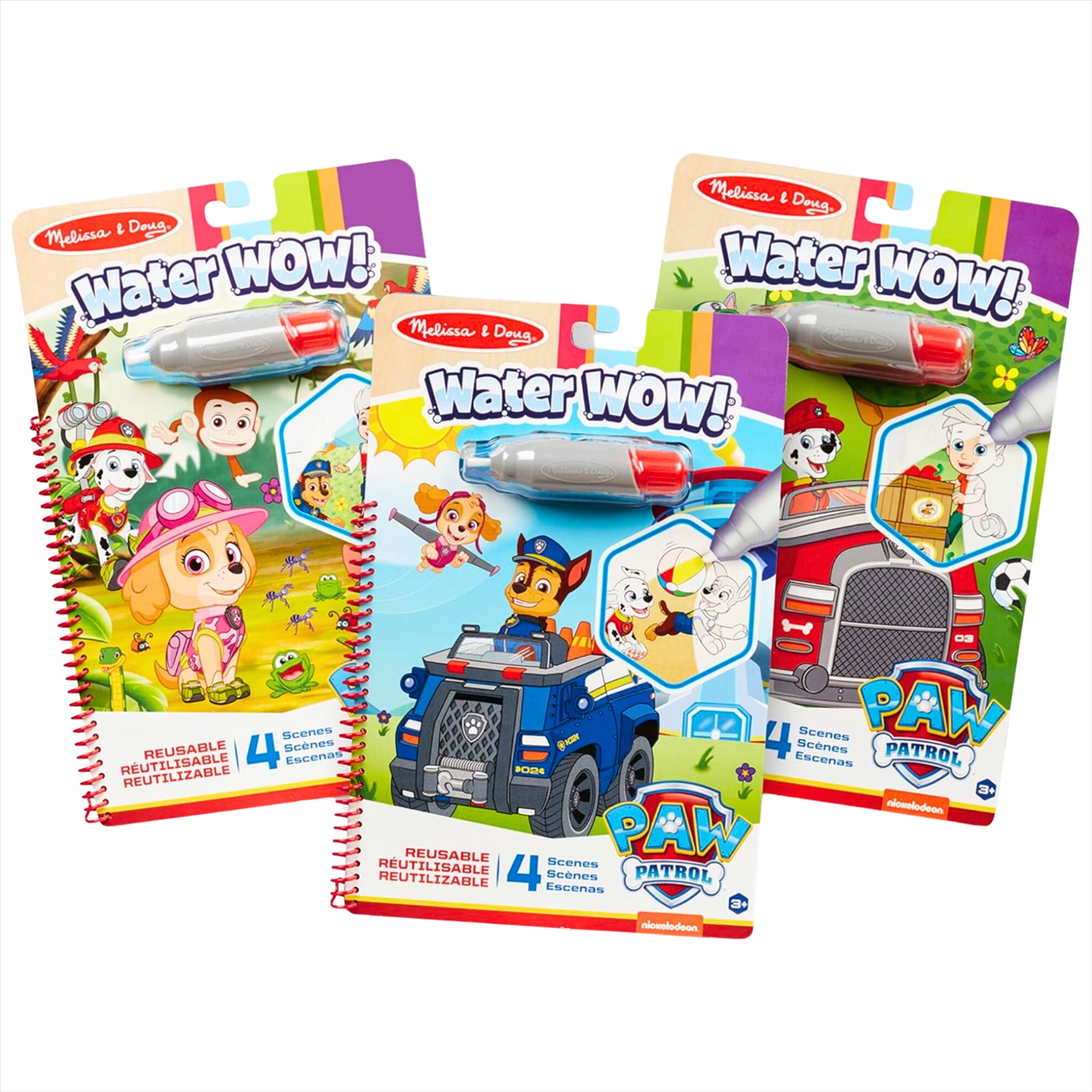 Paw Patrol Let's Match Puzzle Pack, Waterproof 2-in-1 Memo Shuffle Card Game, and 3 Water Wow! Activity Books - 5-Piece Bundle - Toptoys2u