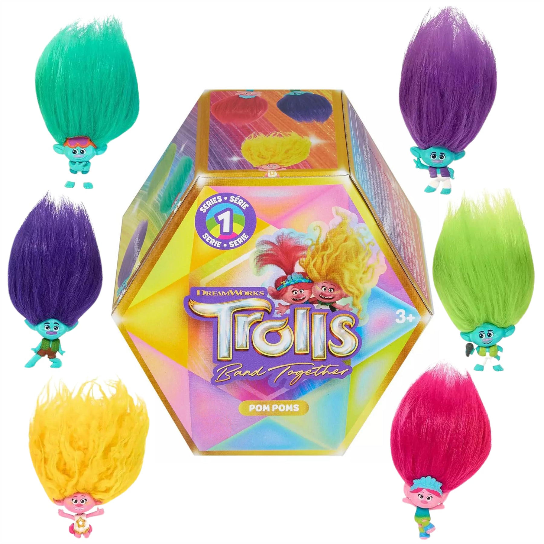 Trolls World Tour Super Soft Guy Diamond 28cm Plush Toy with Poppy 9cm Figure and Series 1 Keyclip Figure Blind Box - Toptoys2u