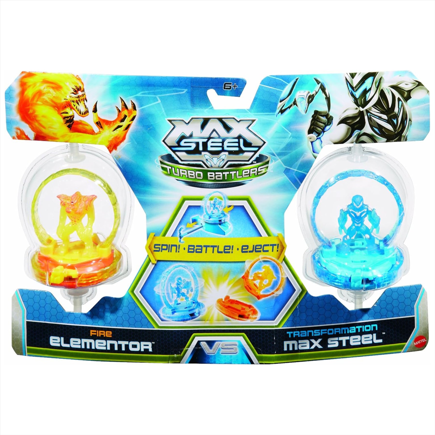 Max Steel Turbo Battlers Toy Figures - Fire Elementor and Transformation Max Steel - Twin Pack - Toptoys2u