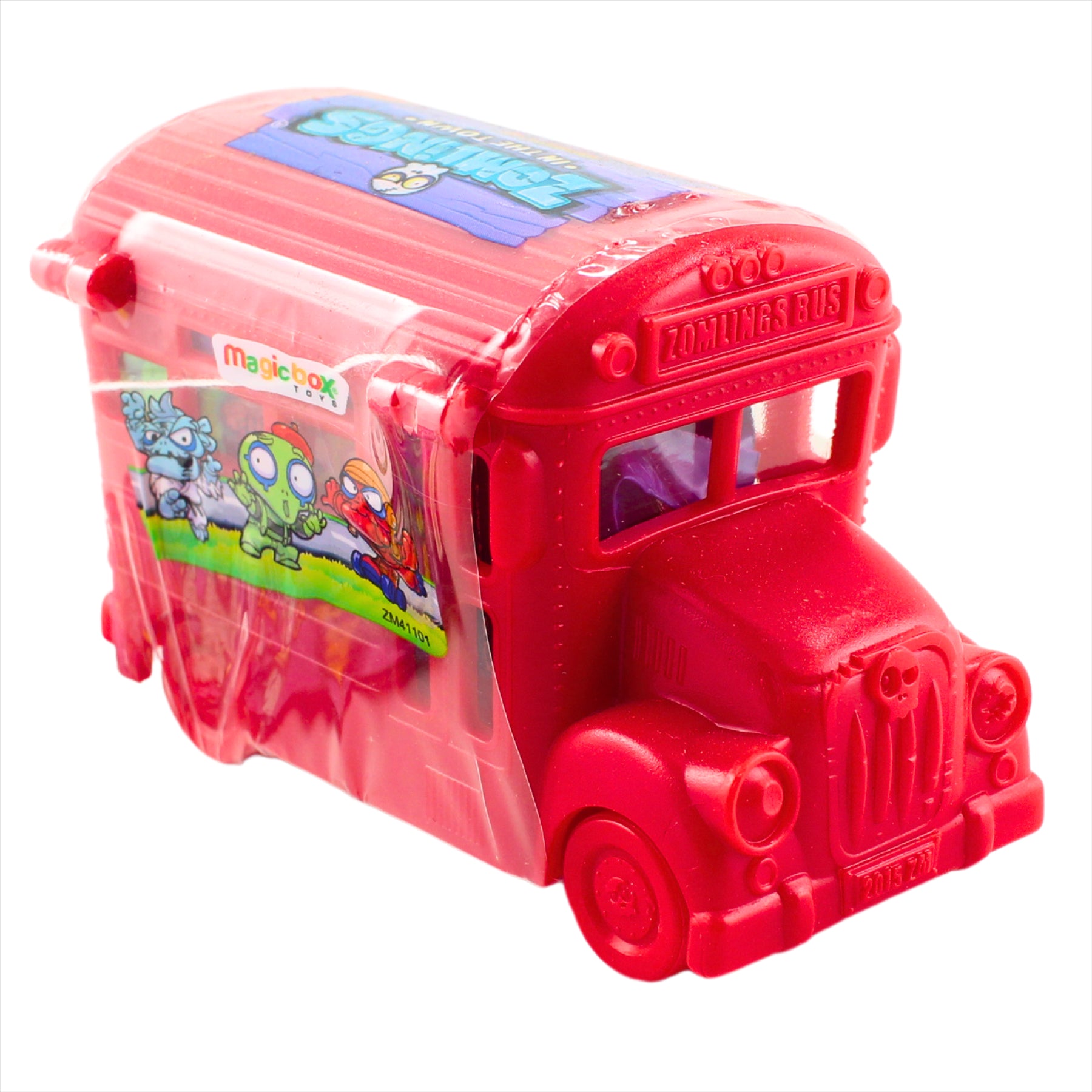 Zomlings in The Town - Series 4 Zom-Mobiles - Red, Blue, & Yellow Buses - 2 Zomlings per Bus - Pack of 6 - Toptoys2u