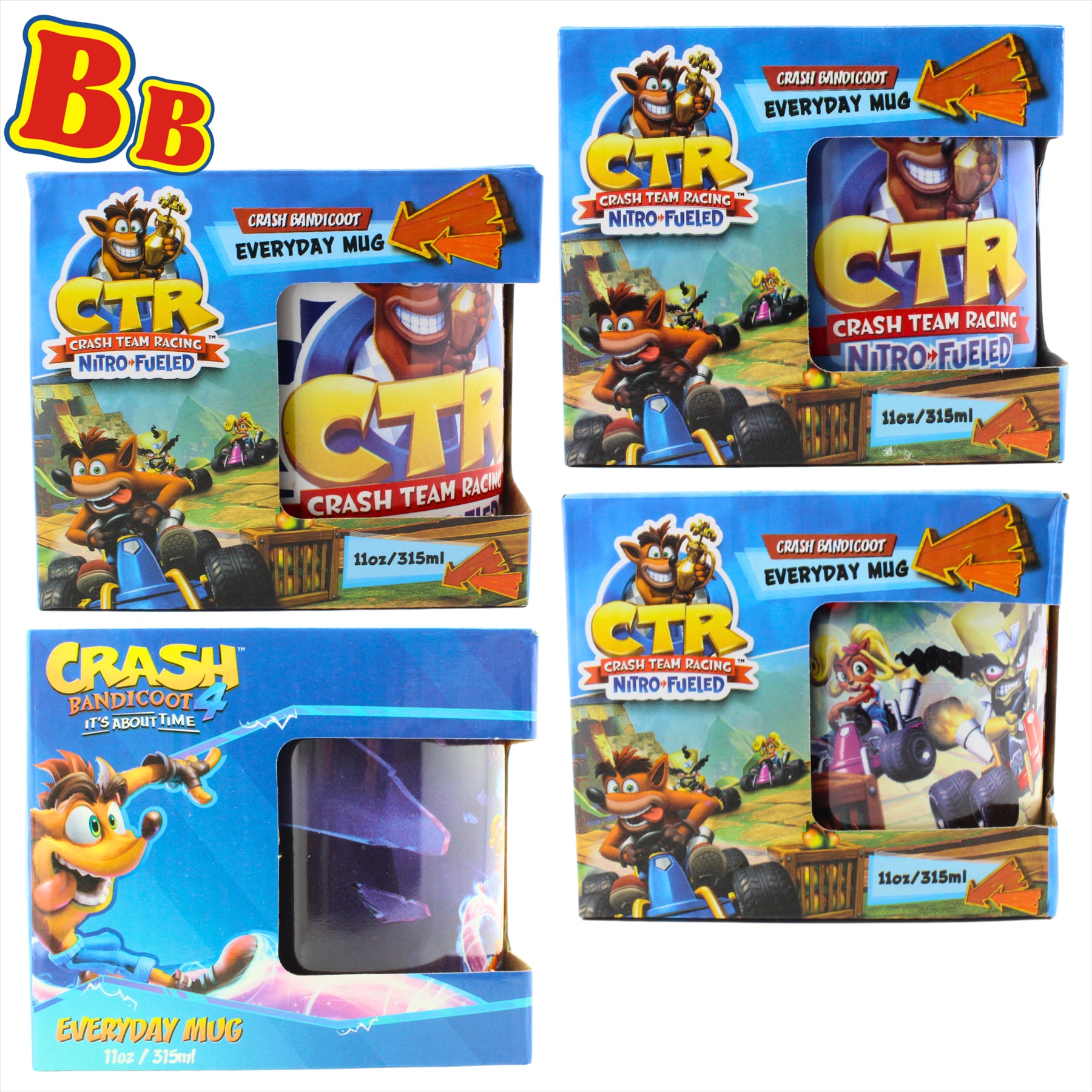 Crash Bandicoot Video Game 315ml Coffee Mugs - Set of All 4 - Toptoys2u