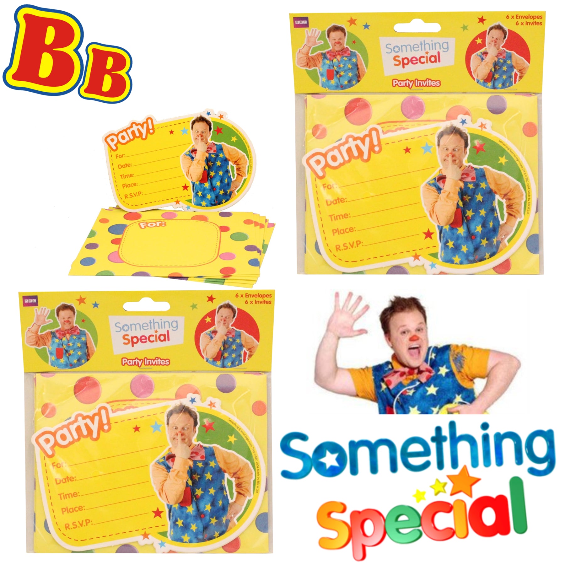 Something Special Mr Tumble Childrens Partyware - Pack of 12 Invites - Toptoys2u