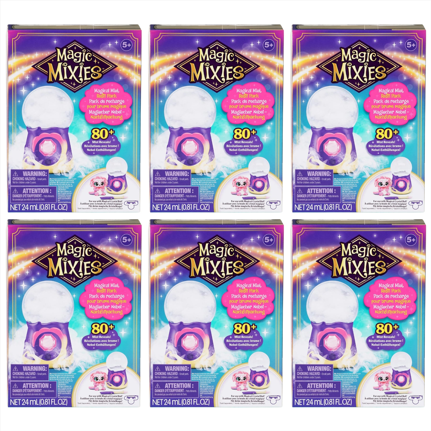 Magic Mixies Magical Mist and Spells 24ml Refill Pack for Magical Crystal Ball or Magic Cauldron - Pack of 6 - Toptoys2u