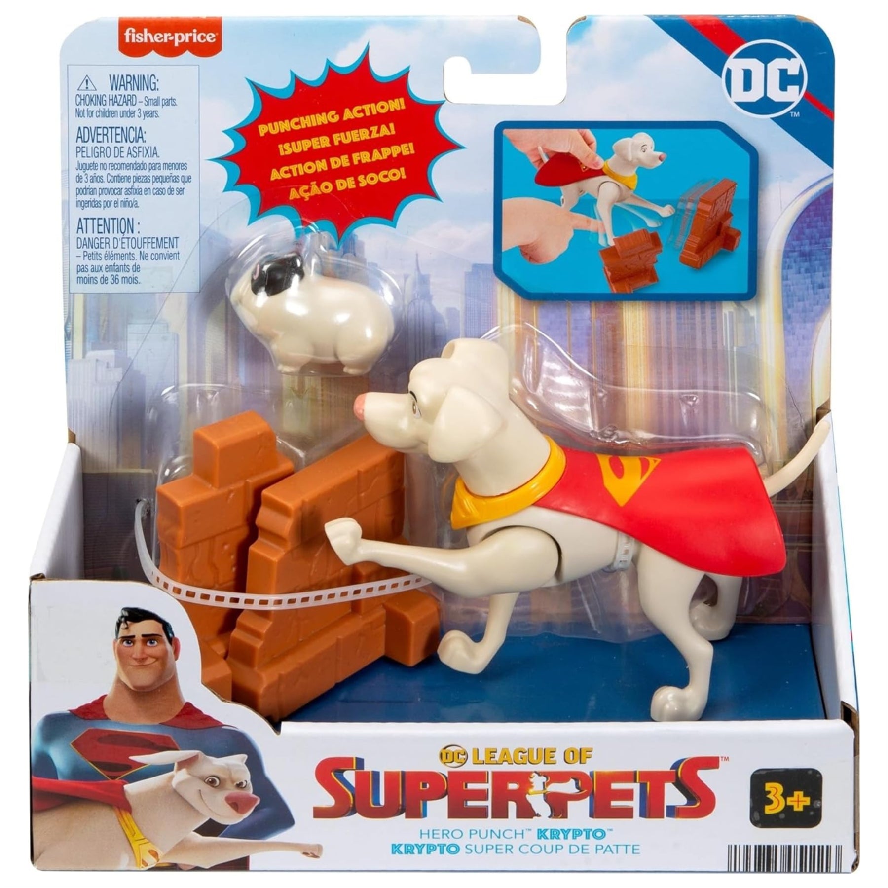 DC League of Superpets Hero Punch Krypto Dog Action Figure Toy with Accessories - Toptoys2u