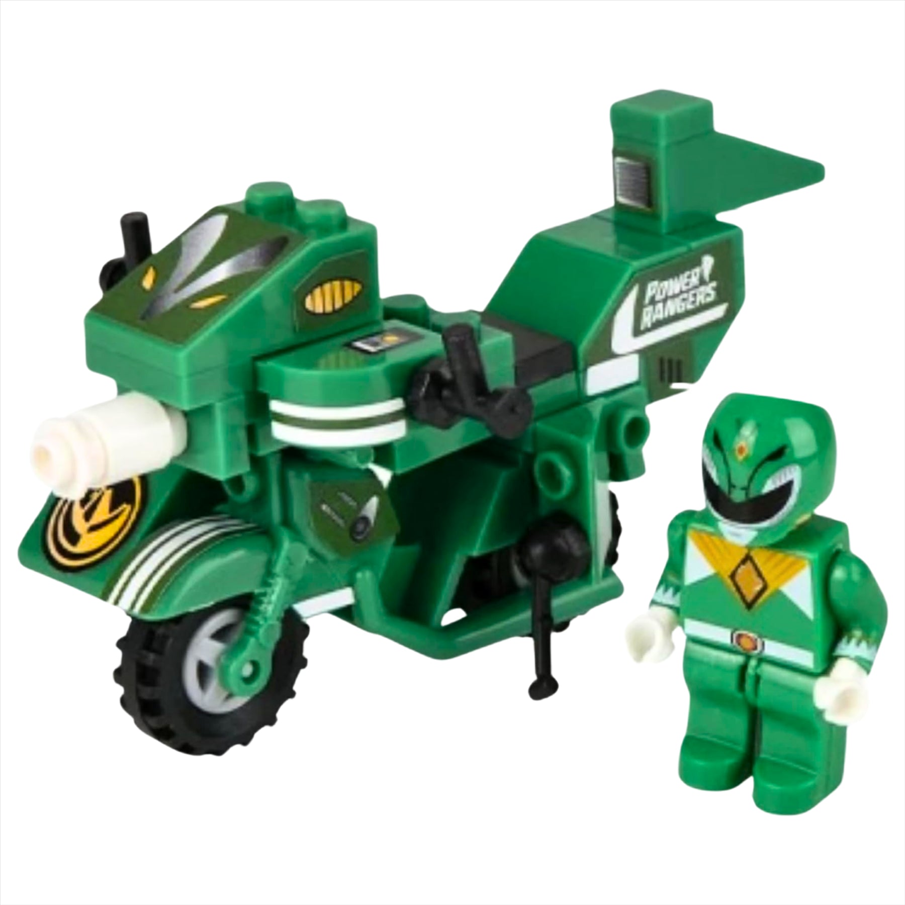Mighty Morphin Power Rangers 50 Piece Green Ranger Toy Battle Bike Construction Set - Toptoys2u
